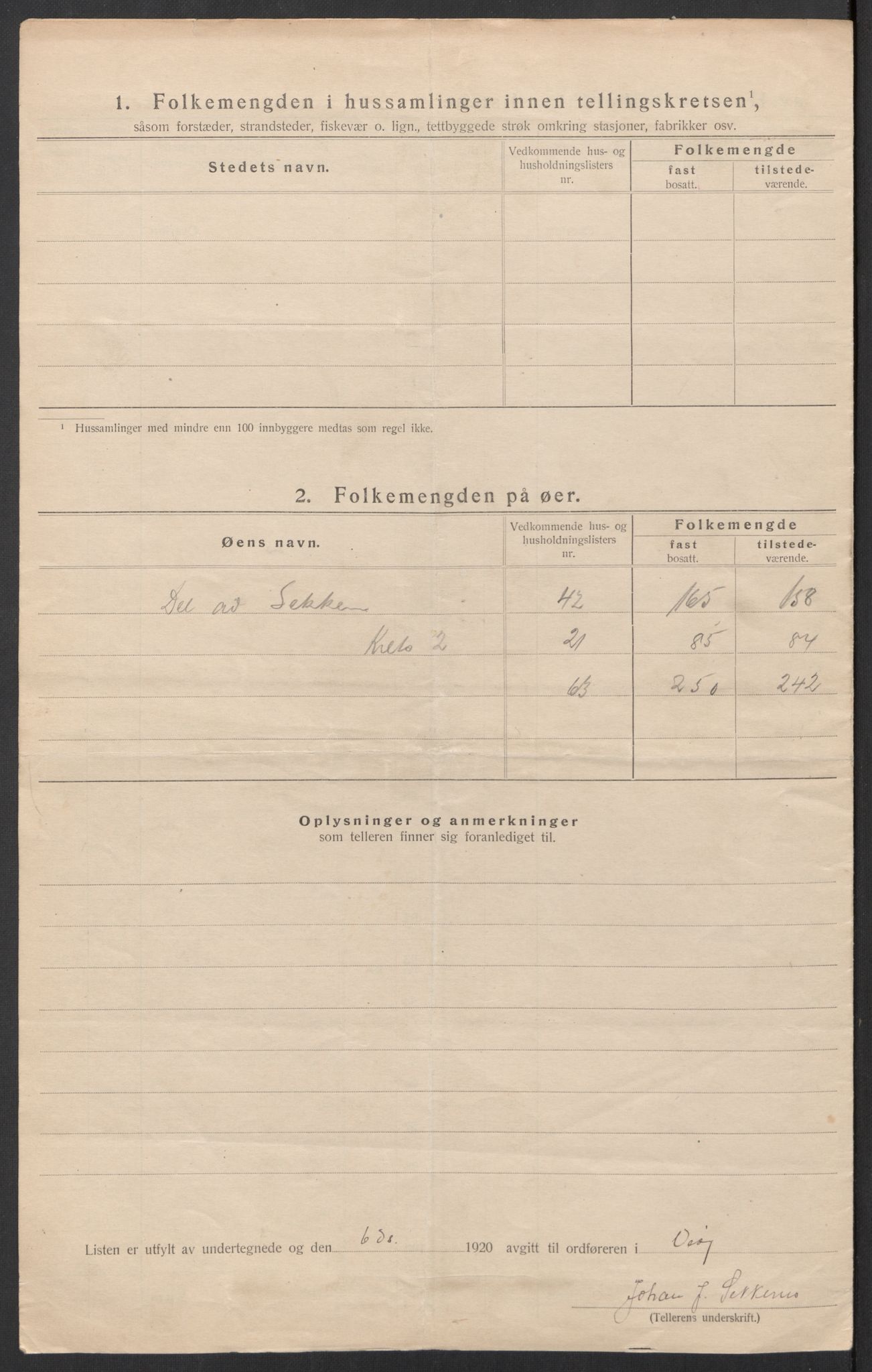 SAT, 1920 census for Veøy, 1920, p. 8