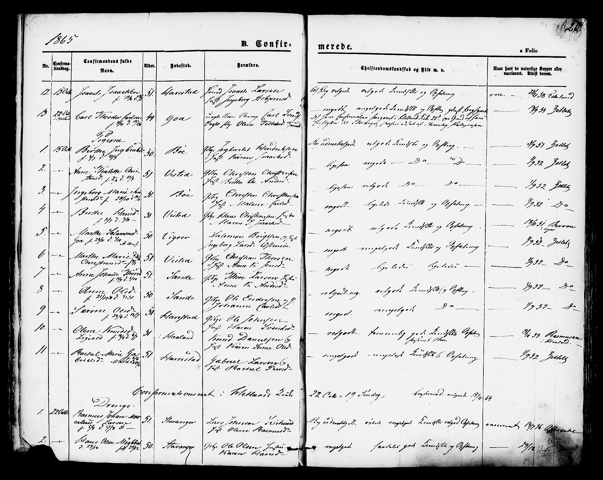 Hetland sokneprestkontor, SAST/A-101826/30/30BA/L0004: Parish register (official) no. A 4, 1862-1881, p. 20