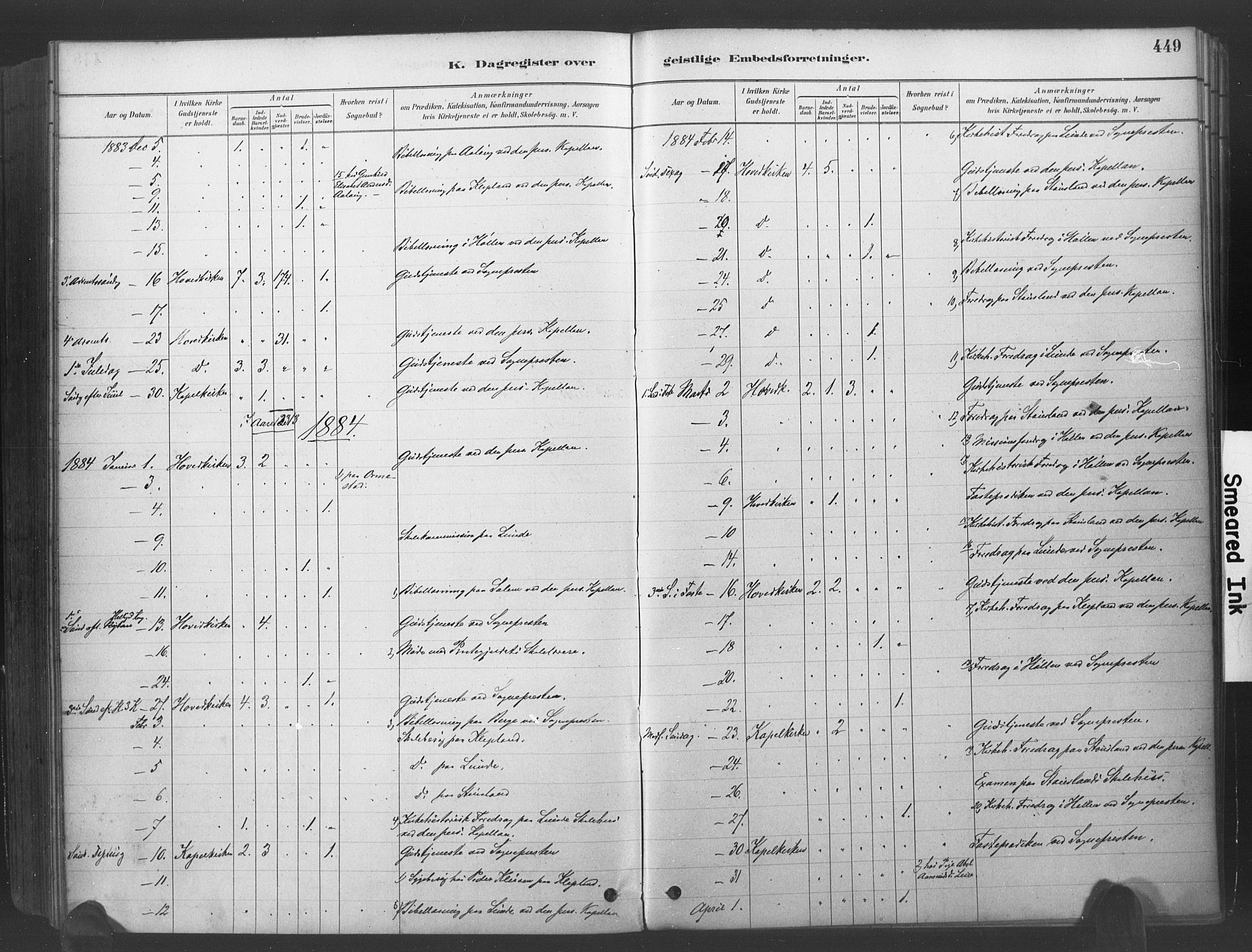 Søgne sokneprestkontor, SAK/1111-0037/F/Fa/Fab/L0012: Parish register (official) no. A 12, 1880-1891, p. 449