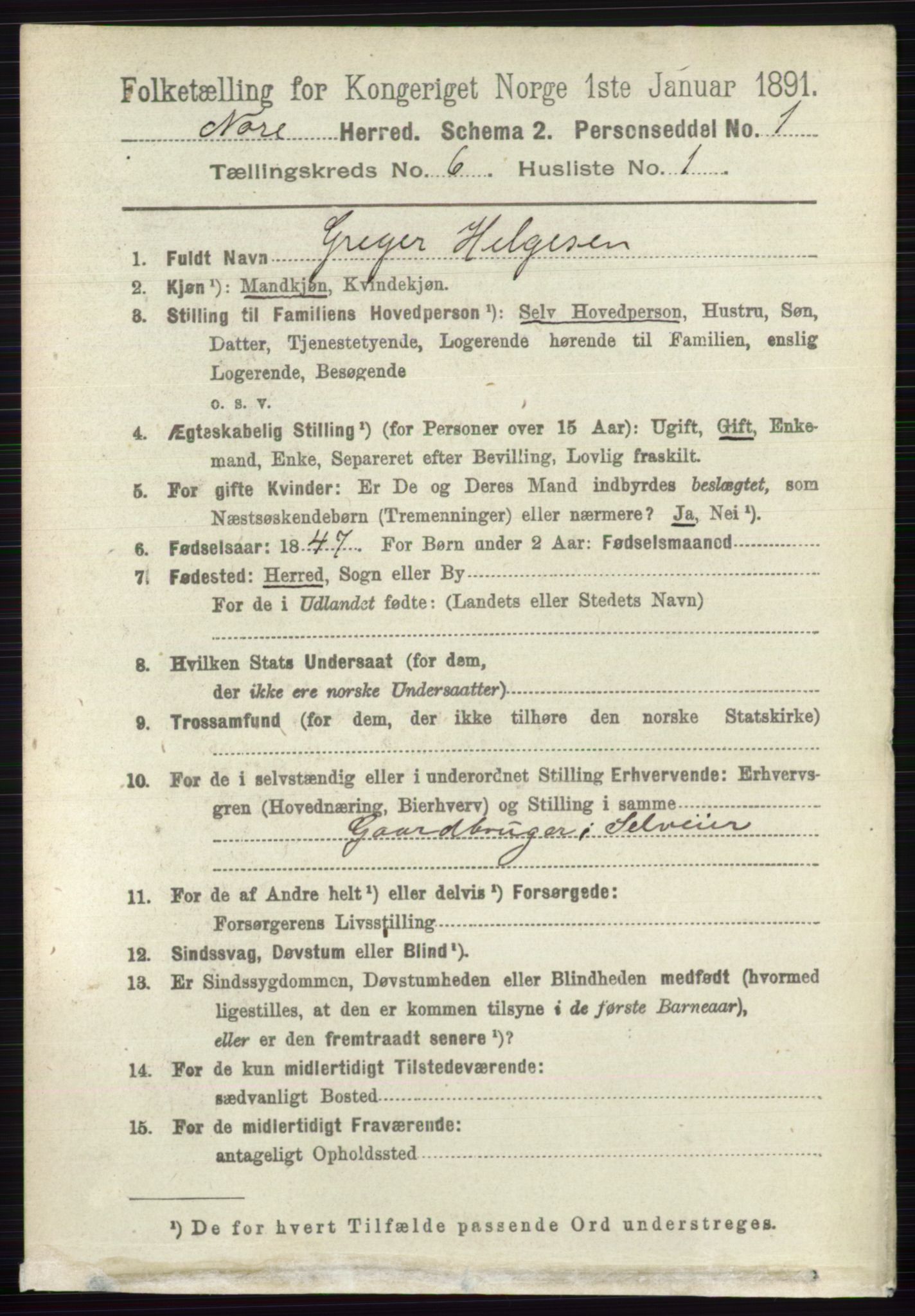 RA, 1891 census for 0633 Nore, 1891, p. 1965