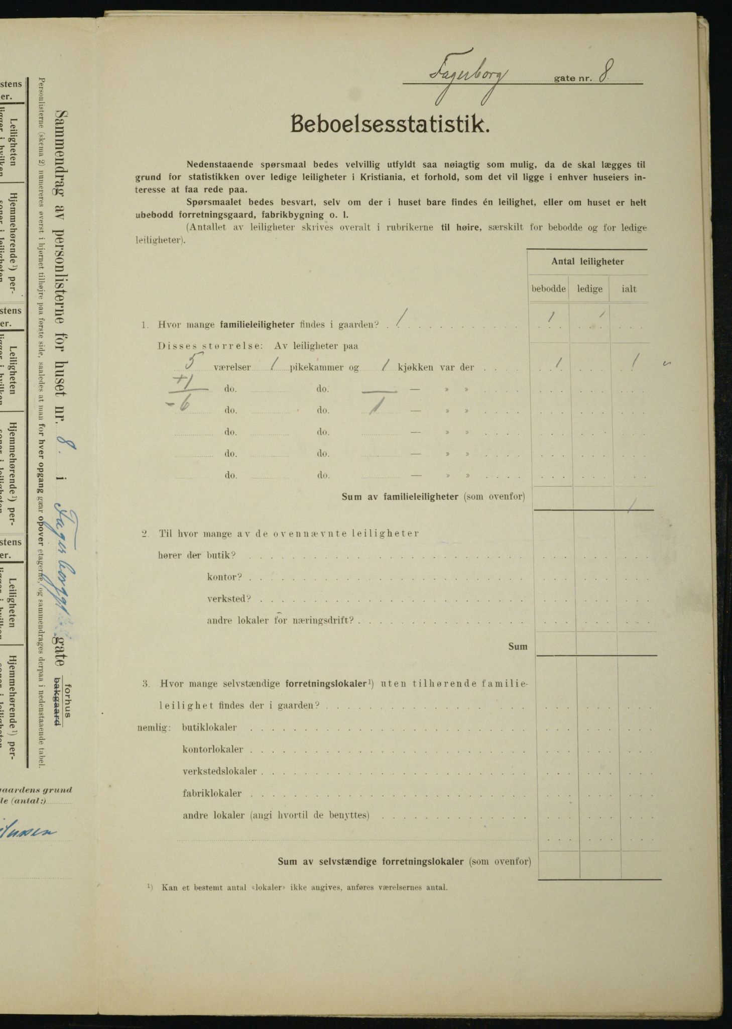 OBA, Municipal Census 1910 for Kristiania, 1910, p. 21564