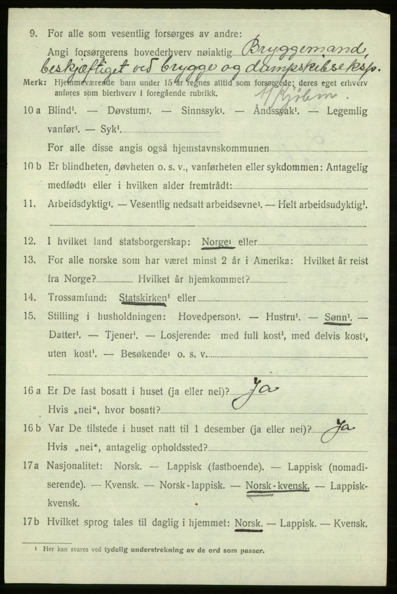 SATØ, 1920 census for Loppa, 1920, p. 2727