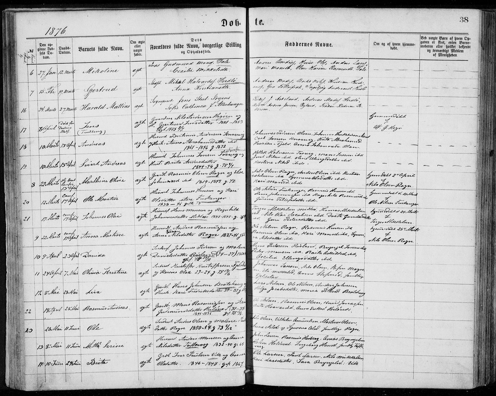 Herdla Sokneprestembete, SAB/A-75701/H/Haa: Parish register (official) no. A 2, 1869-1877, p. 38
