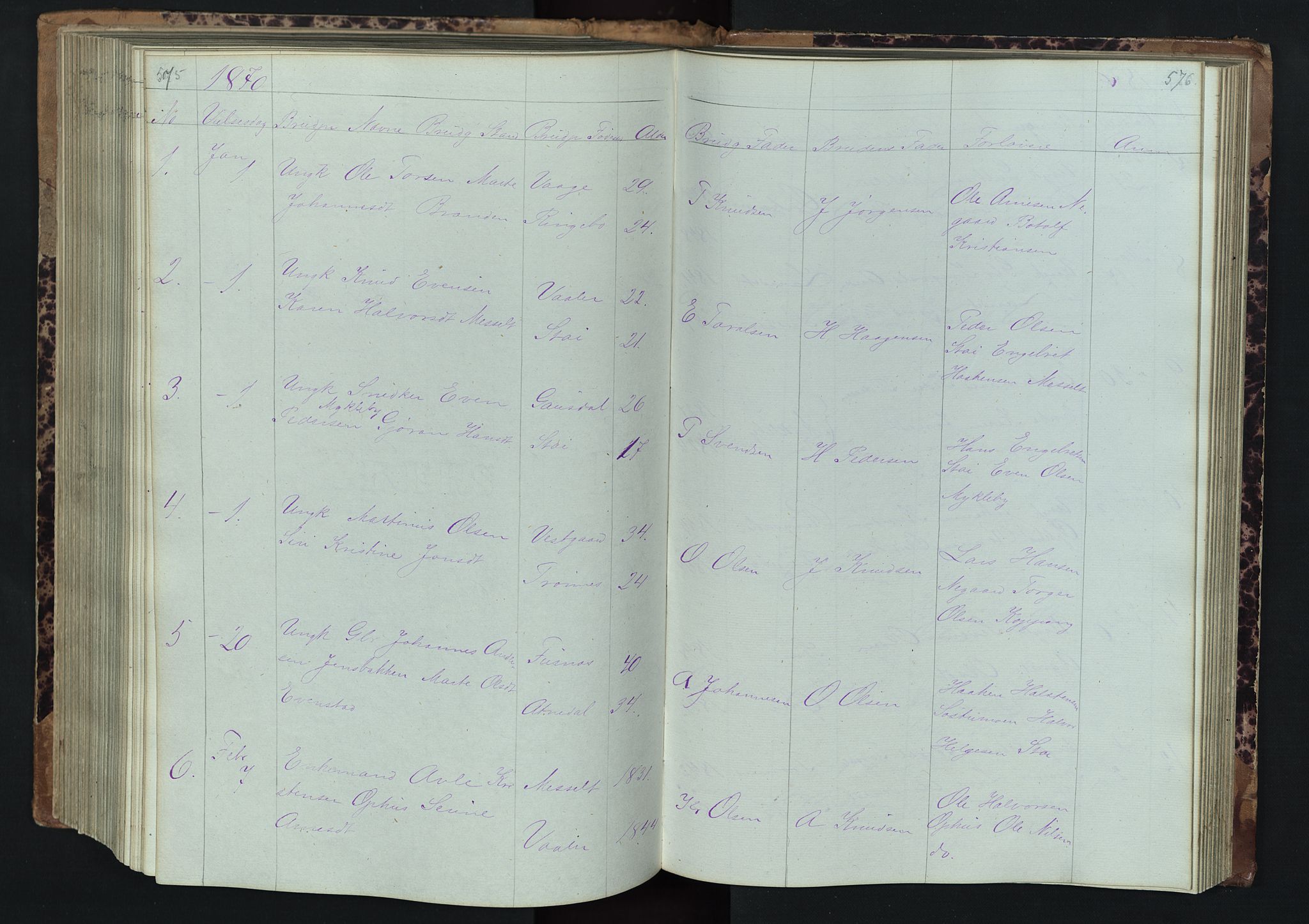 Stor-Elvdal prestekontor, SAH/PREST-052/H/Ha/Hab/L0001: Parish register (copy) no. 1 /1, 1860-1894, p. 575-576