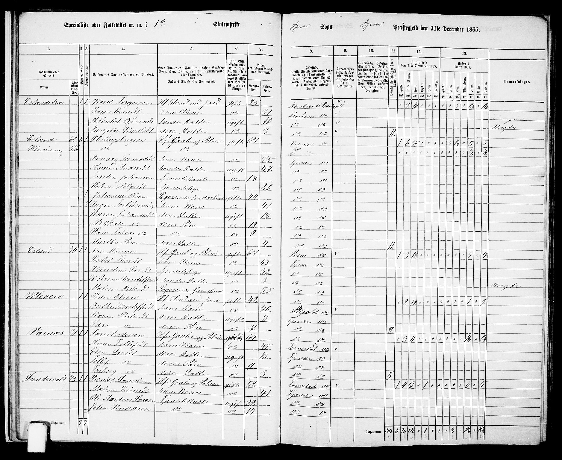 RA, 1865 census for Tysvær, 1865, p. 17