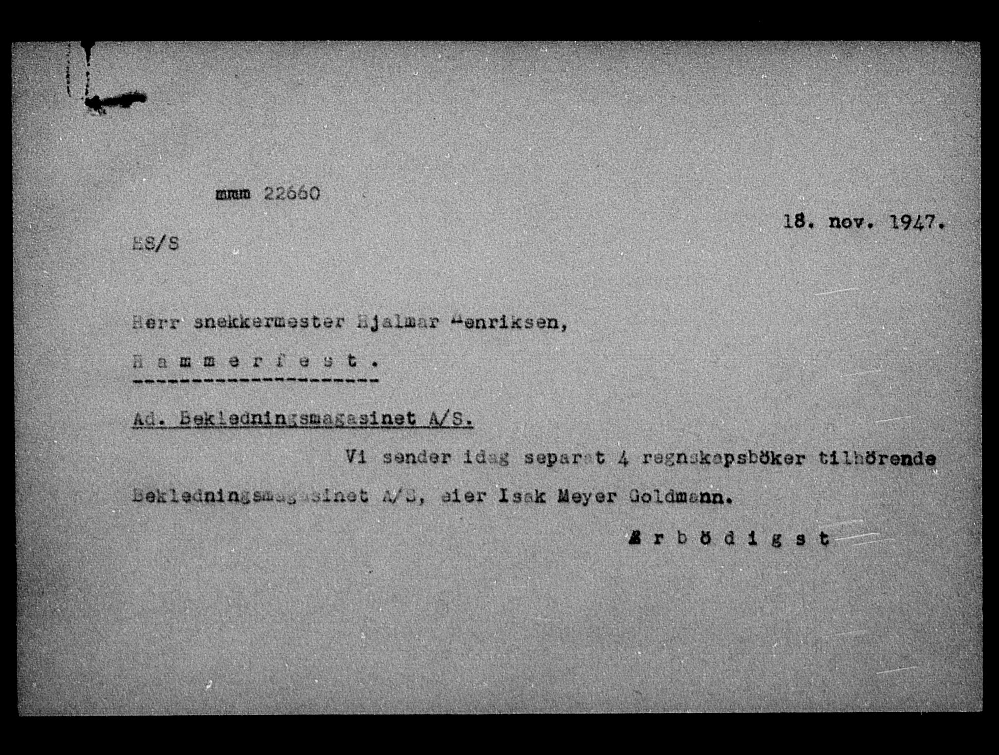 Justisdepartementet, Tilbakeføringskontoret for inndratte formuer, AV/RA-S-1564/H/Hc/Hcb/L0910: --, 1945-1947, p. 67