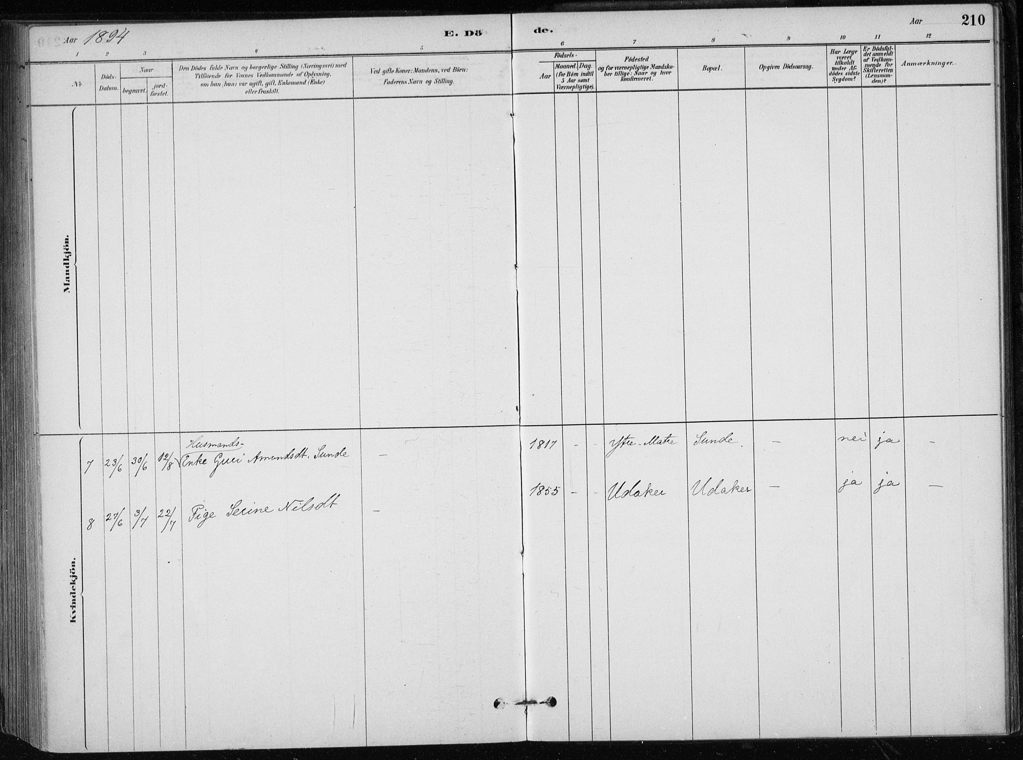 Skånevik sokneprestembete, SAB/A-77801/H/Haa: Parish register (official) no. C  1, 1879-1917, p. 210