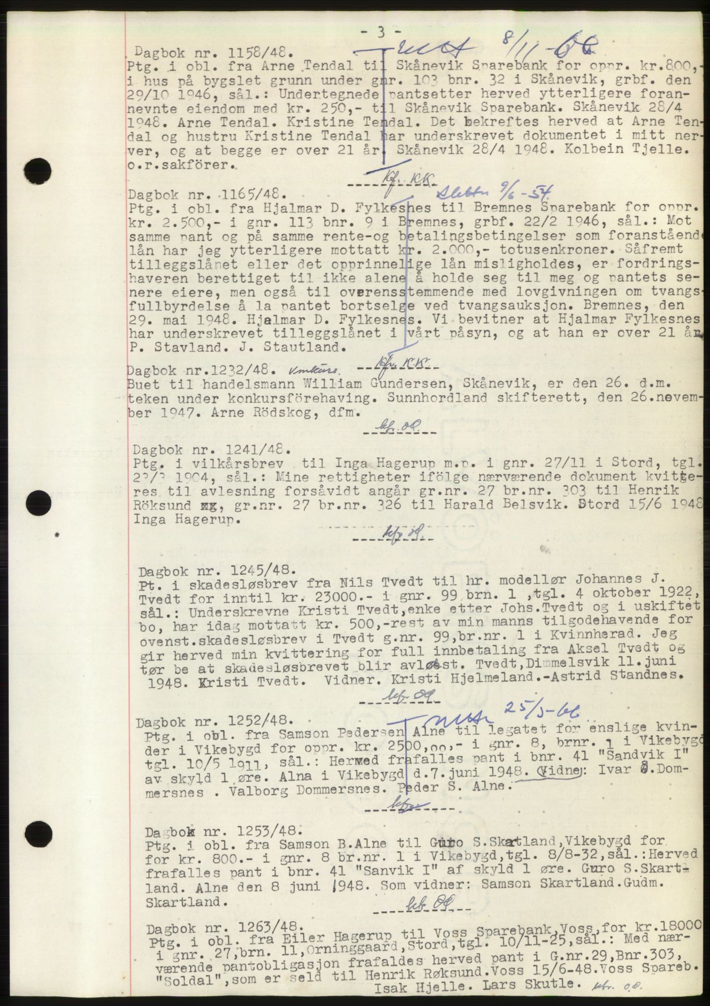 Sunnhordland sorenskrivar, AV/SAB-A-2401: Mortgage book no. B75-79, 1948-1950, Diary no: : 1158/1948