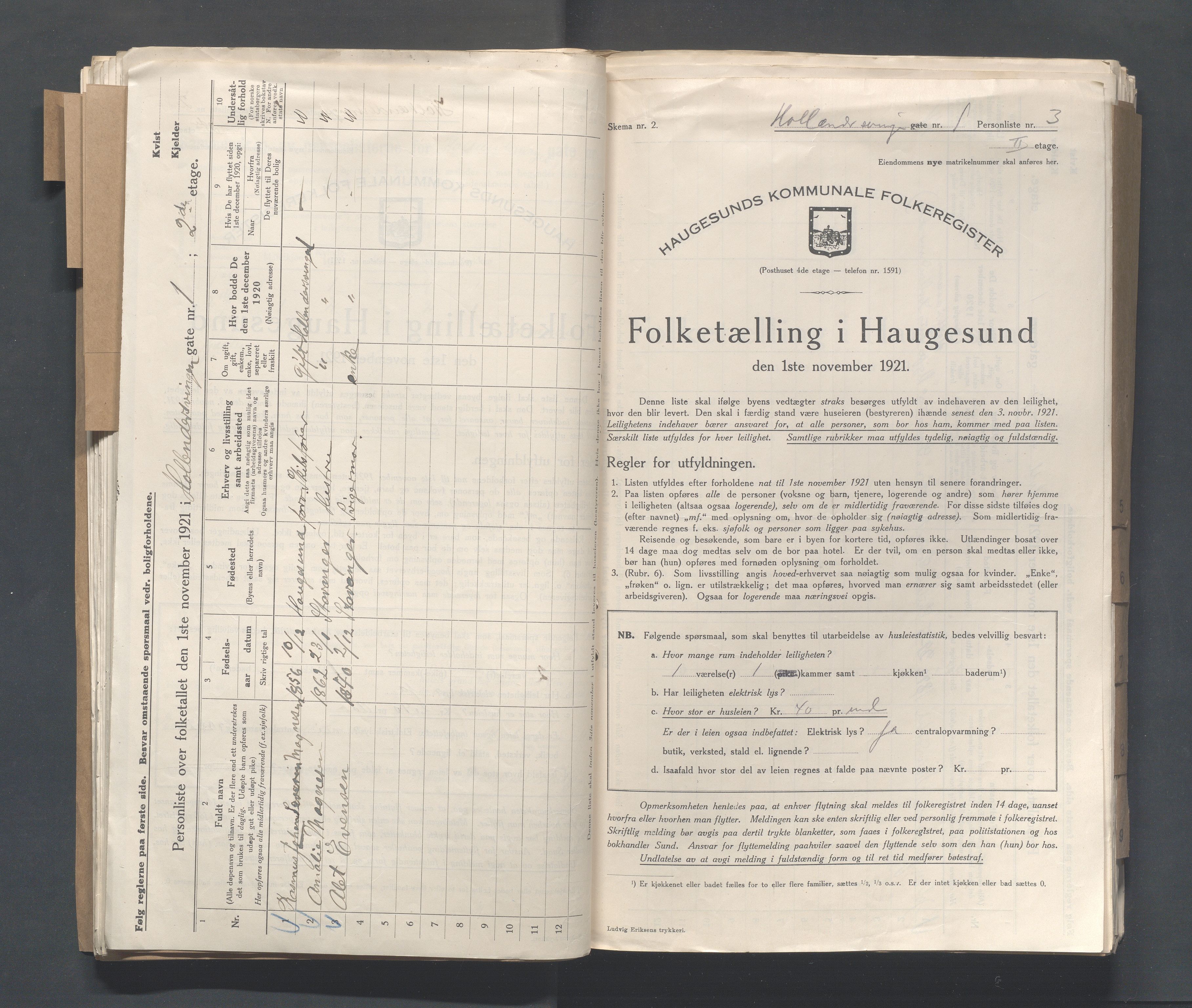 IKAR, Local census 1.11.1921 for Haugesund, 1921, p. 2321