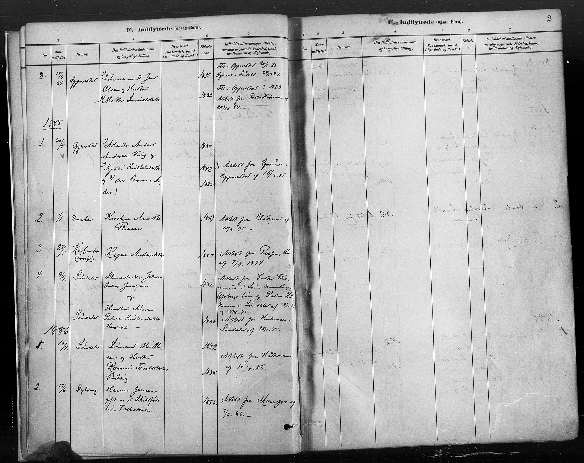Risør sokneprestkontor, SAK/1111-0035/F/Fa/L0006: Parish register (official) no. A 6, 1883-1908, p. 2