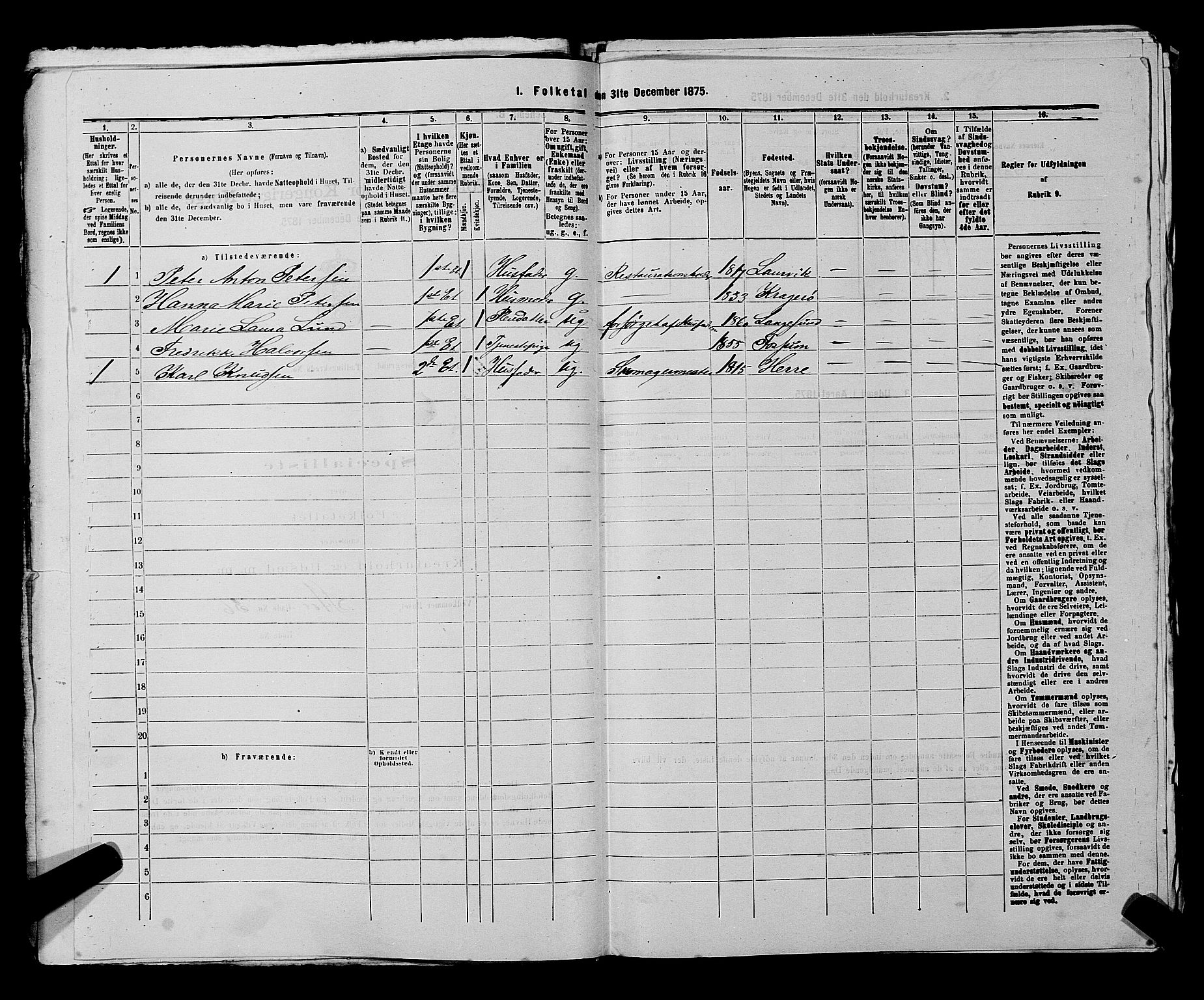 SAKO, 1875 census for 0805P Porsgrunn, 1875, p. 392