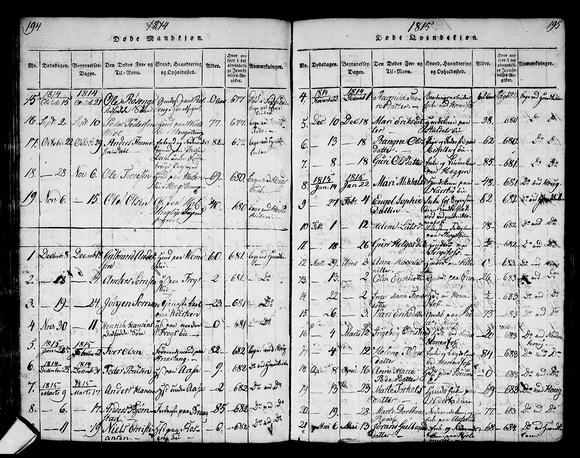 Norderhov kirkebøker, AV/SAKO-A-237/G/Ga/L0002: Parish register (copy) no. I 2, 1814-1867, p. 194-195