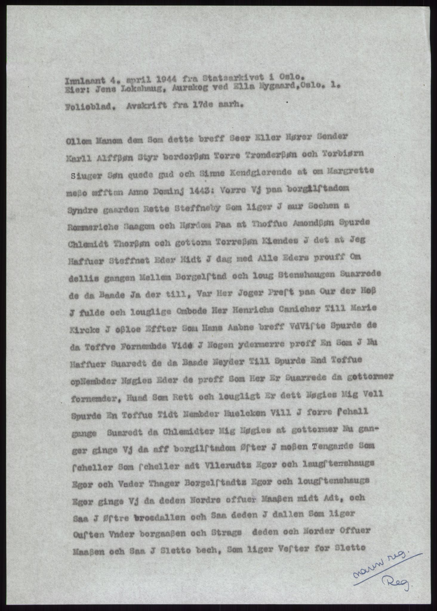 Samlinger til kildeutgivelse, Diplomavskriftsamlingen, RA/EA-4053/H/Ha, p. 1084