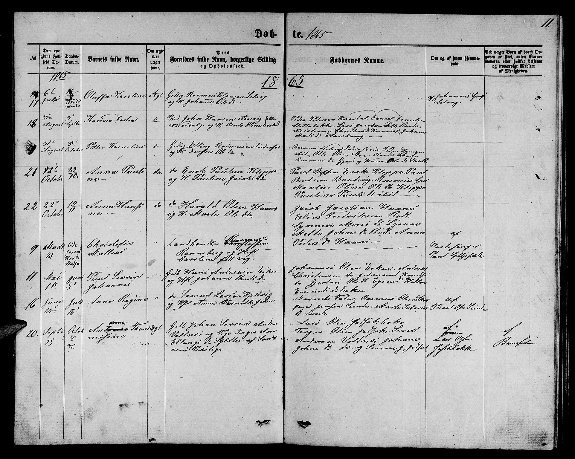 Ministerialprotokoller, klokkerbøker og fødselsregistre - Møre og Romsdal, AV/SAT-A-1454/504/L0059: Parish register (copy) no. 504C01, 1863-1883, p. 11