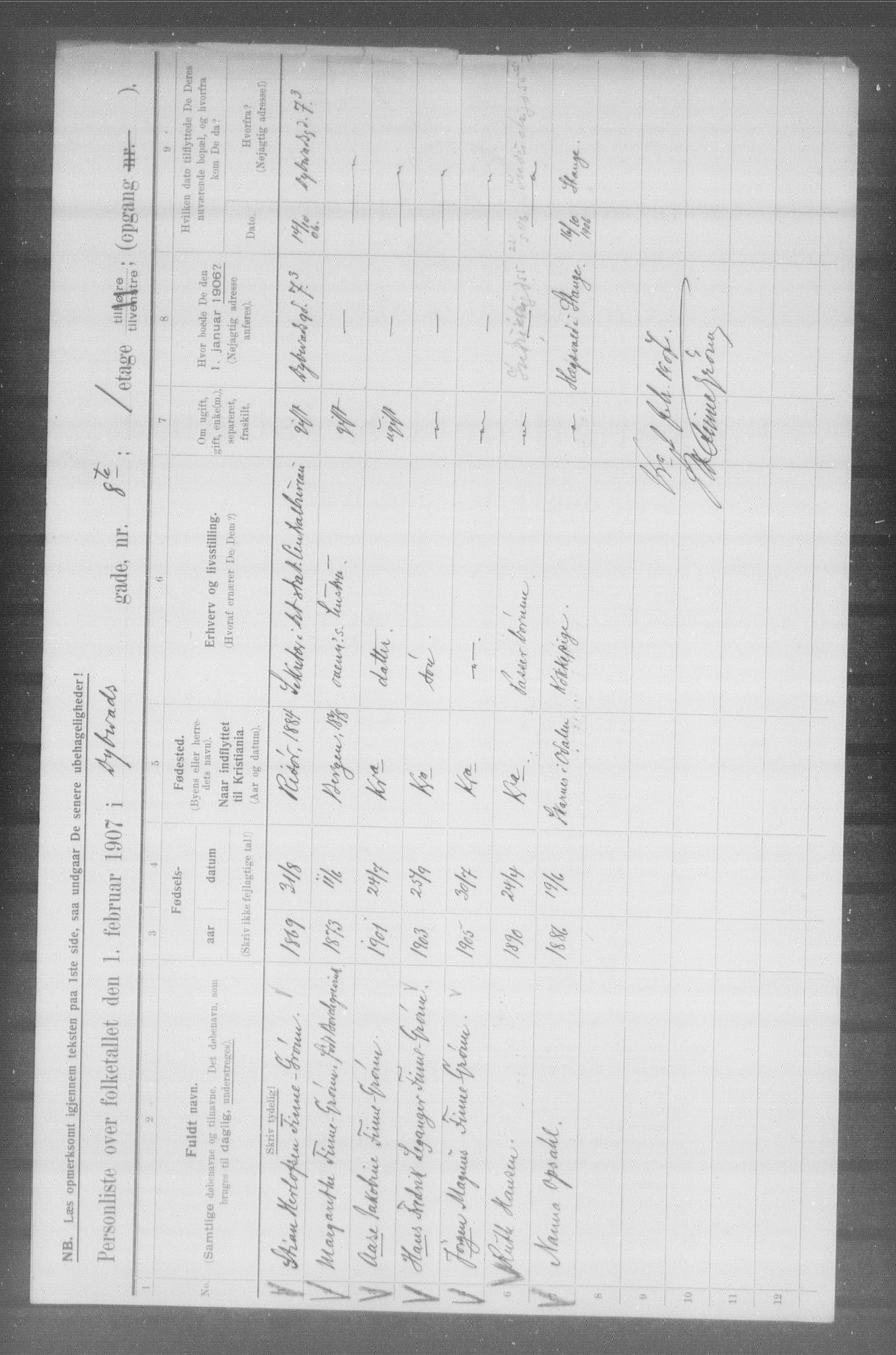 OBA, Municipal Census 1907 for Kristiania, 1907, p. 8942