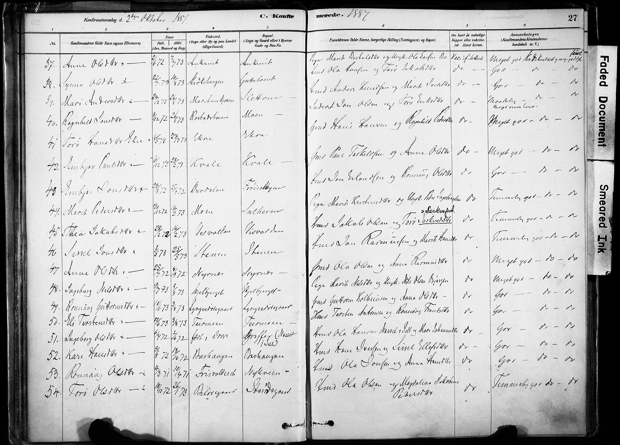 Lom prestekontor, SAH/PREST-070/K/L0009: Parish register (official) no. 9, 1878-1907, p. 27