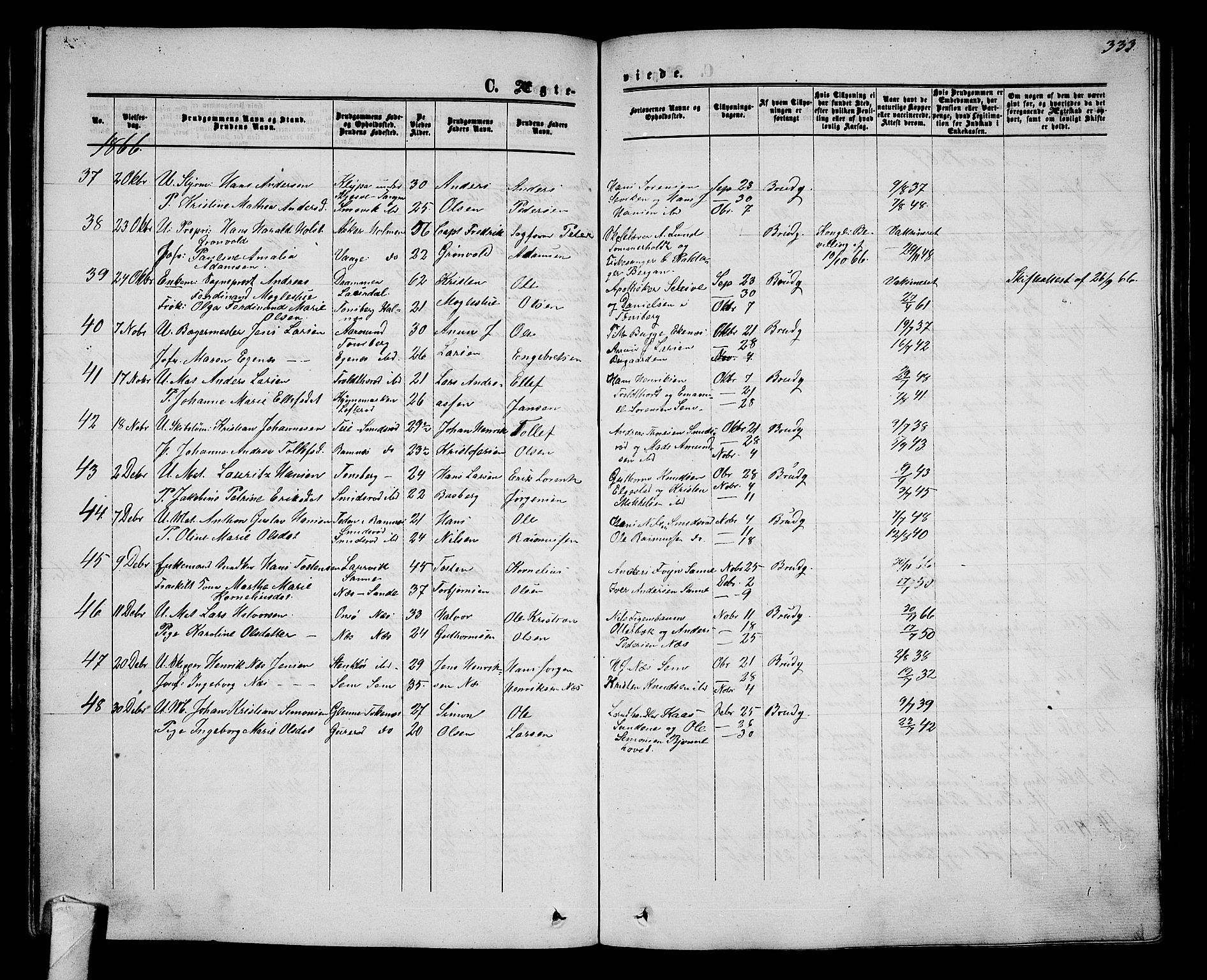 Nøtterøy kirkebøker, AV/SAKO-A-354/G/Ga/L0002: Parish register (copy) no. I 2, 1860-1877, p. 333