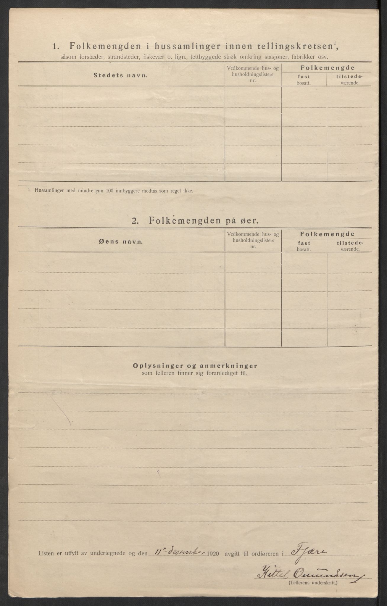 SAK, 1920 census for Fjære, 1920, p. 32