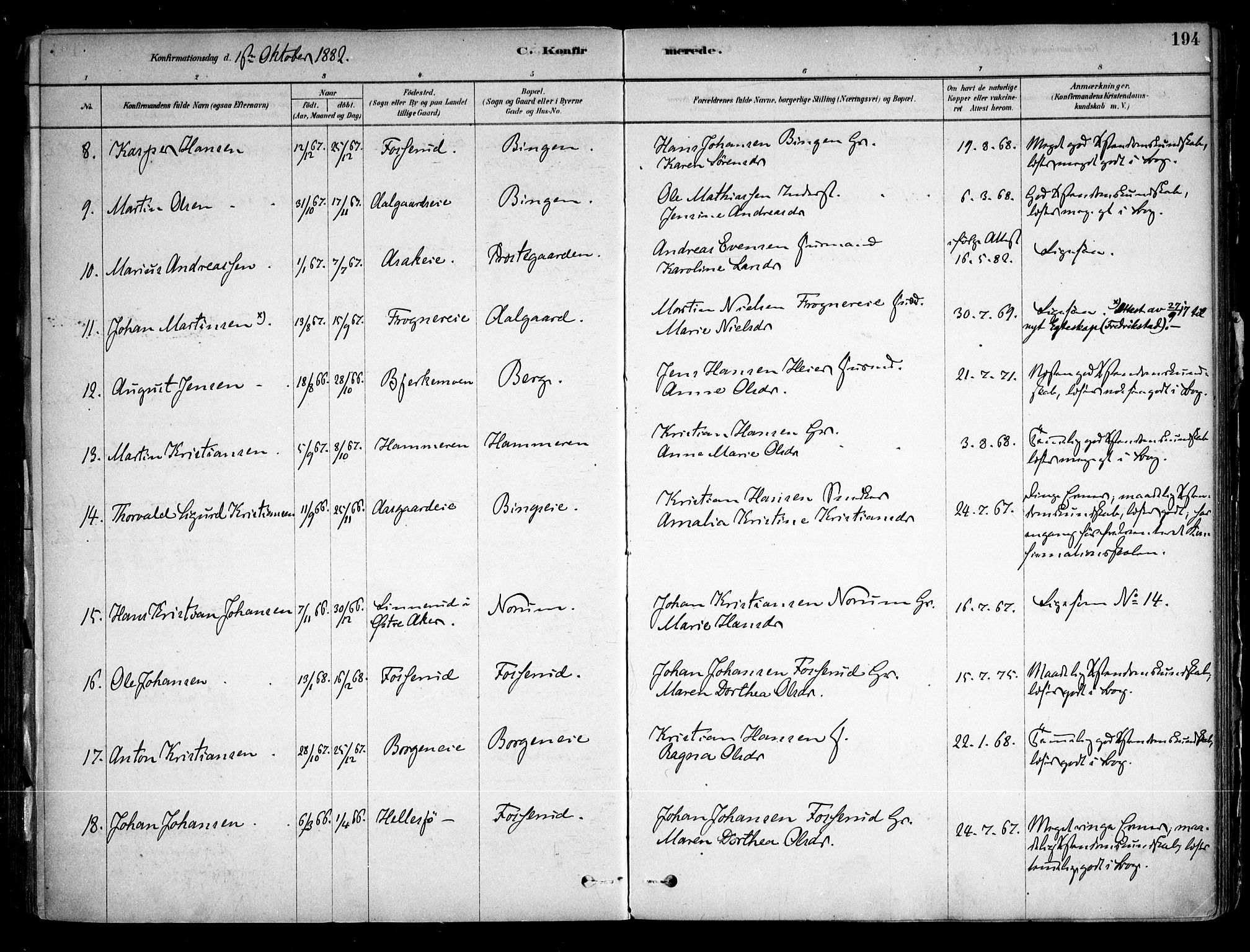 Sørum prestekontor Kirkebøker, AV/SAO-A-10303/F/Fa/L0007: Parish register (official) no. I 7, 1878-1914, p. 194