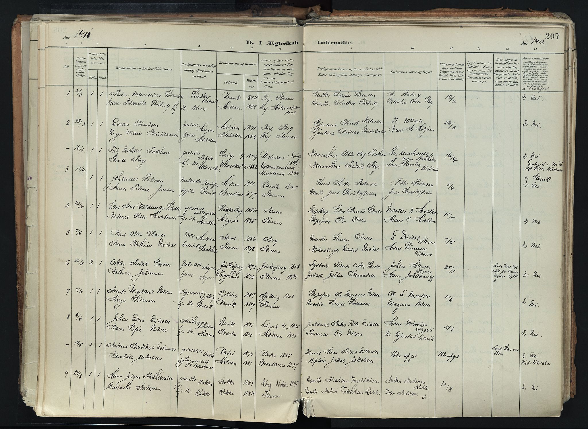 Brunlanes kirkebøker, SAKO/A-342/F/Fc/L0003: Parish register (official) no. III 3, 1900-1922, p. 207