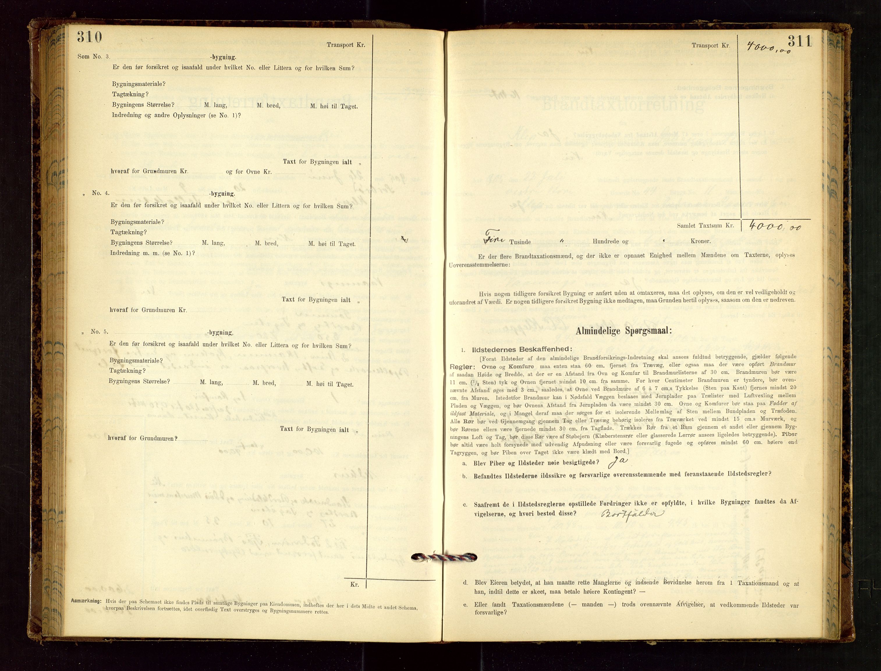 Klepp lensmannskontor, SAST/A-100163/Goc/L0002: "Brandtaxationsprotokol" m/register, 1898-1902, p. 310-311