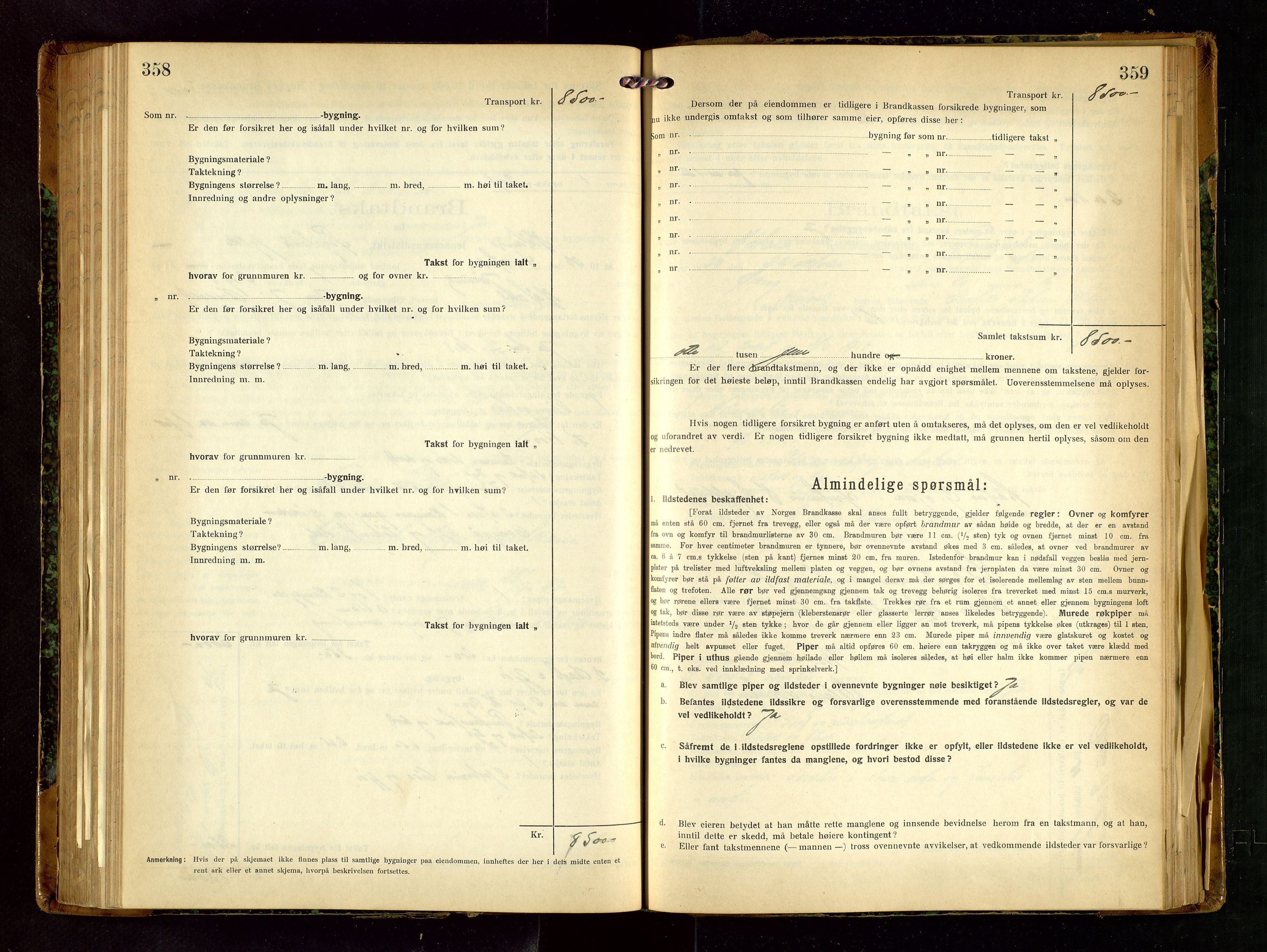 Håland lensmannskontor, AV/SAST-A-100100/Gob/L0007: Branntakstprotokoll - skjematakst. Register i boken., 1920-1925, p. 358-359