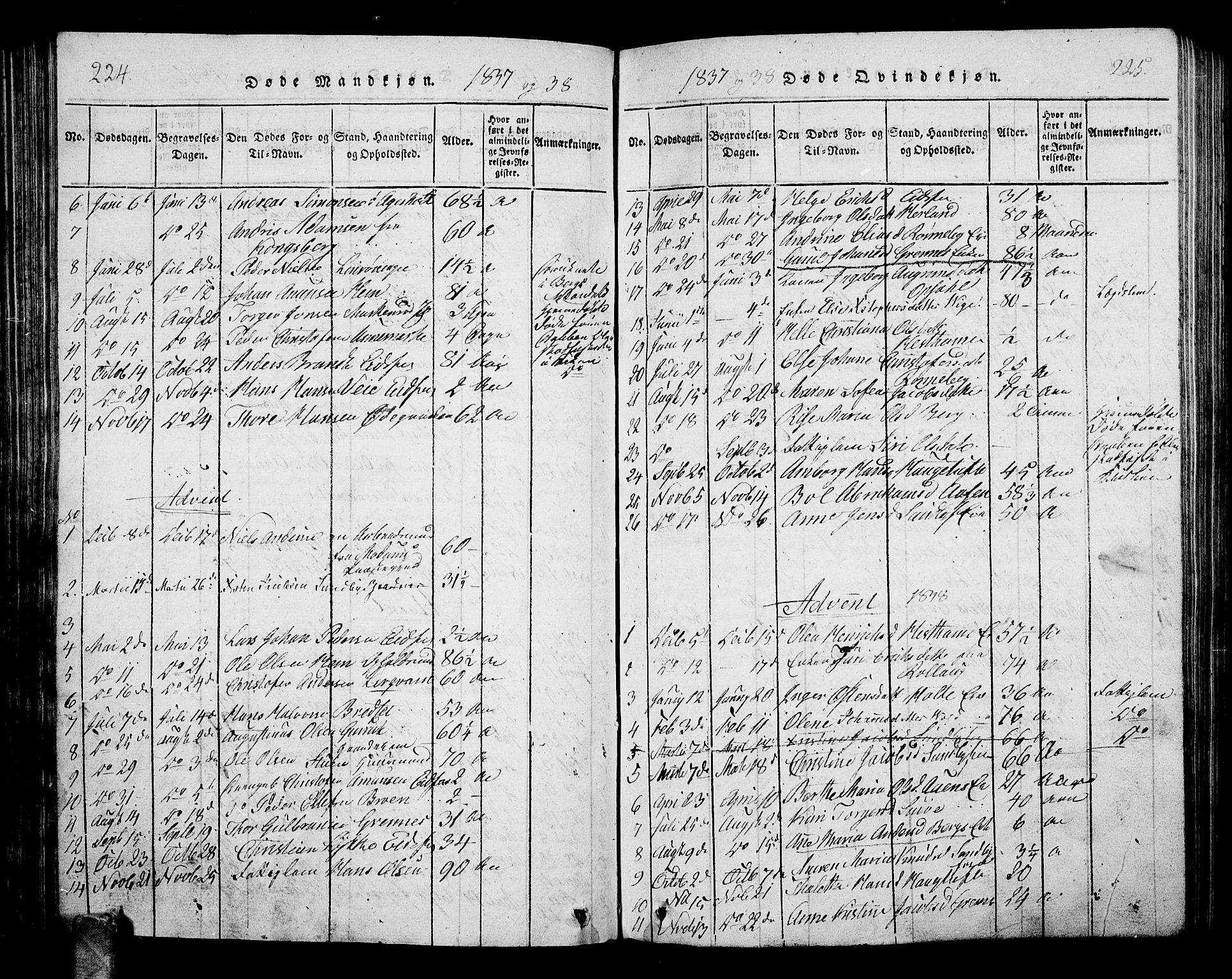 Hof kirkebøker, AV/SAKO-A-64/G/Ga/L0001: Parish register (copy) no. I 1, 1814-1844, p. 226-227