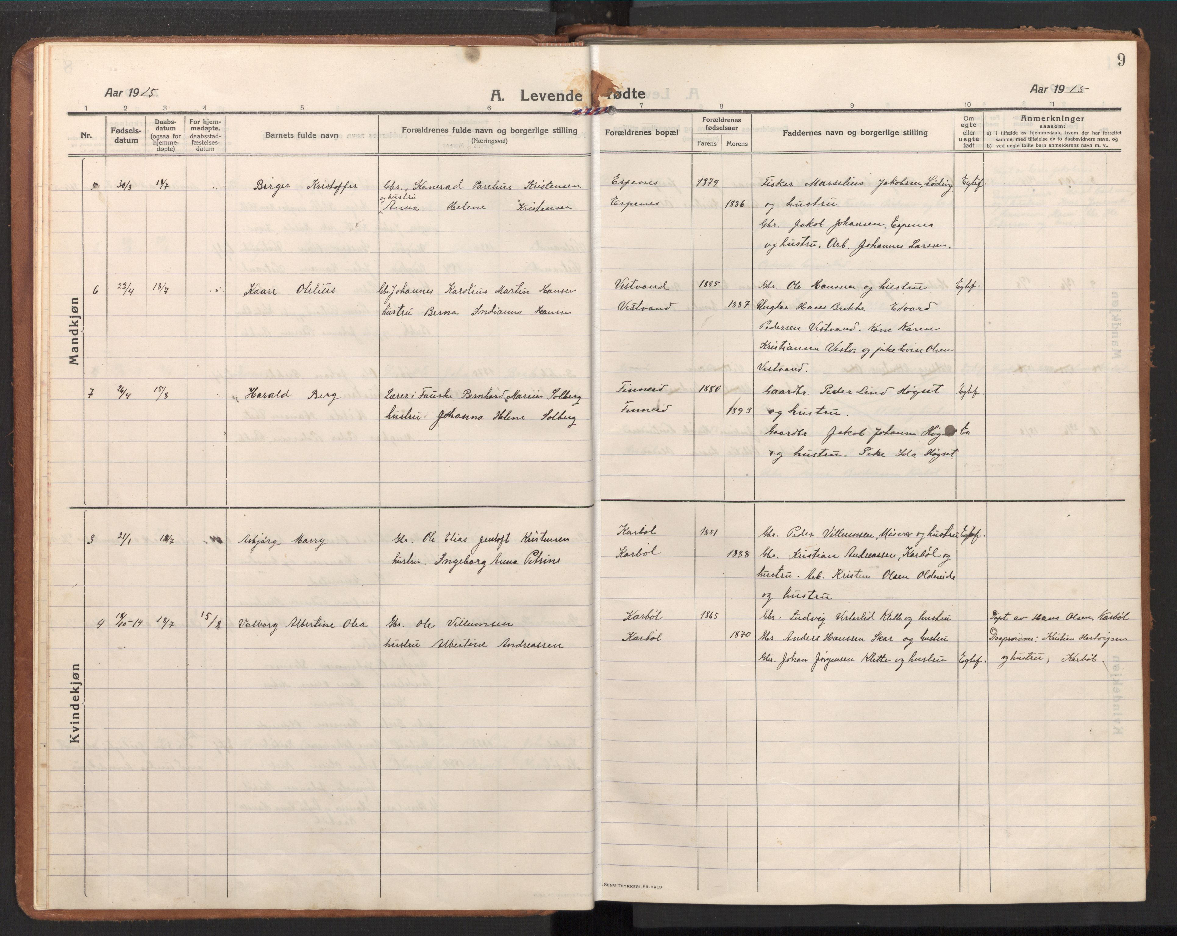 Ministerialprotokoller, klokkerbøker og fødselsregistre - Nordland, AV/SAT-A-1459/848/L0688: Parish register (official) no. 848A01, 1913-1935, p. 9