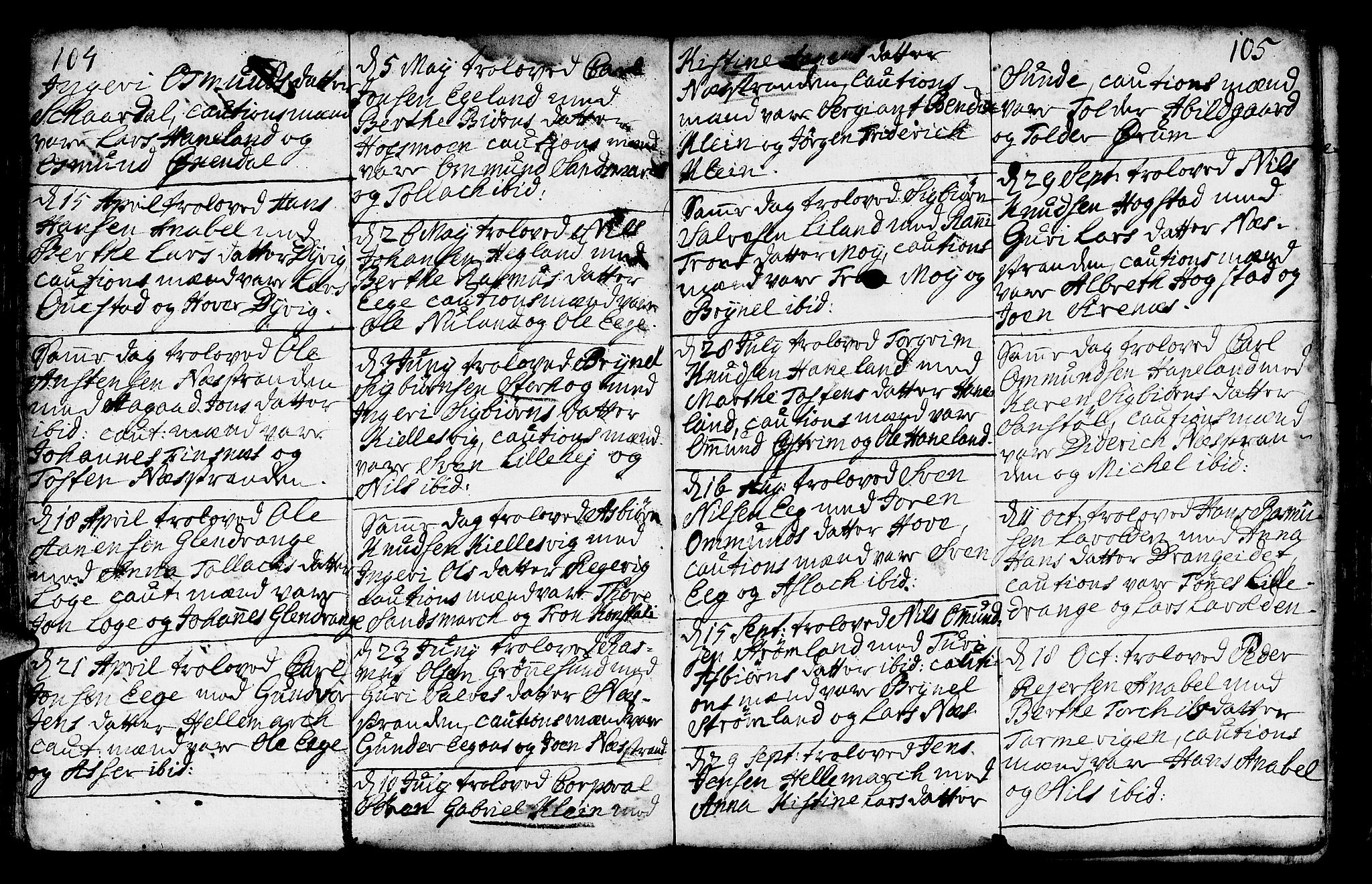 Lund sokneprestkontor, AV/SAST-A-101809/S06/L0002: Parish register (official) no. A 2, 1738-1760, p. 104-105