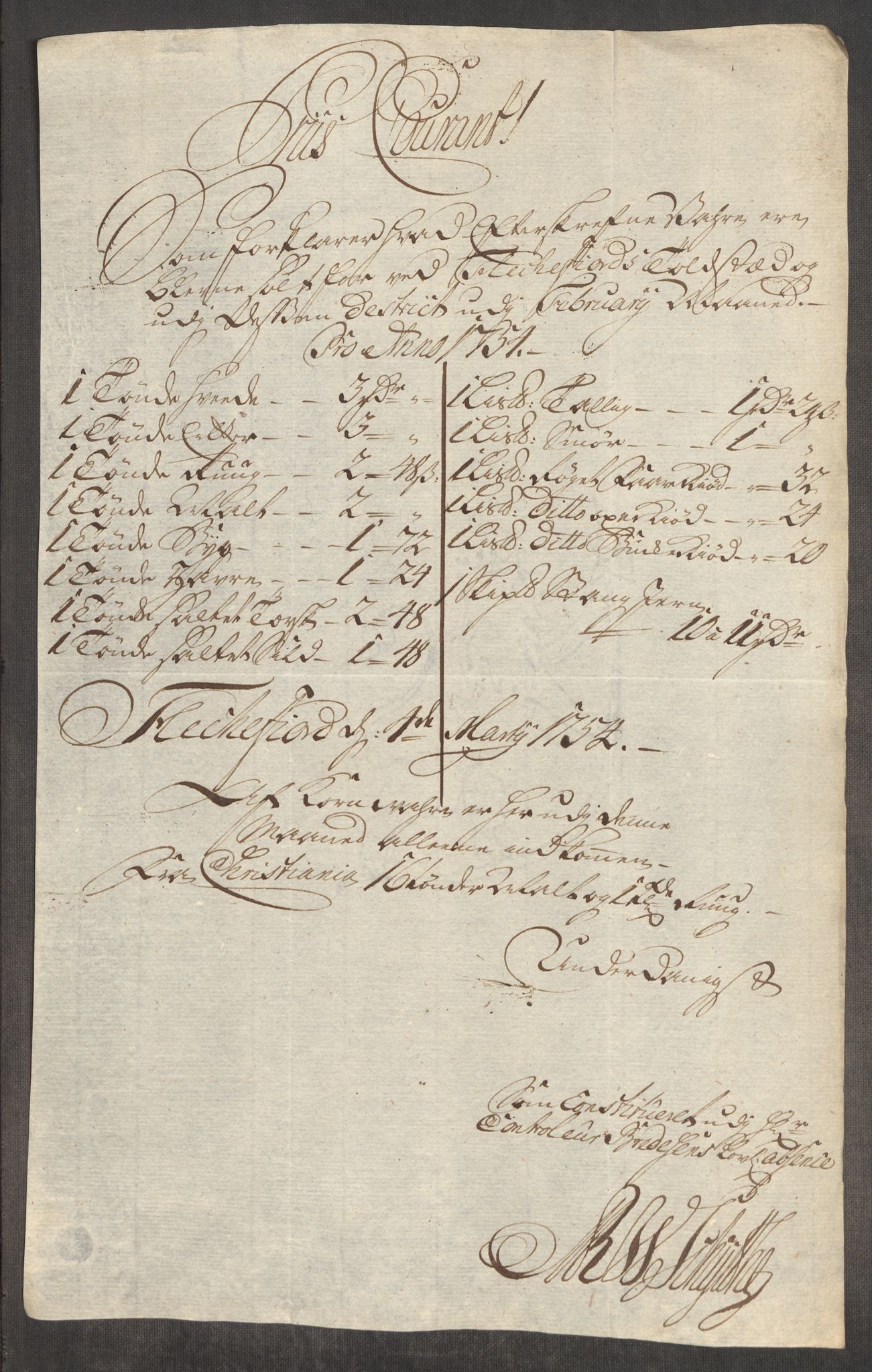 Rentekammeret inntil 1814, Realistisk ordnet avdeling, AV/RA-EA-4070/Oe/L0005: [Ø1]: Priskuranter, 1753-1757, p. 321