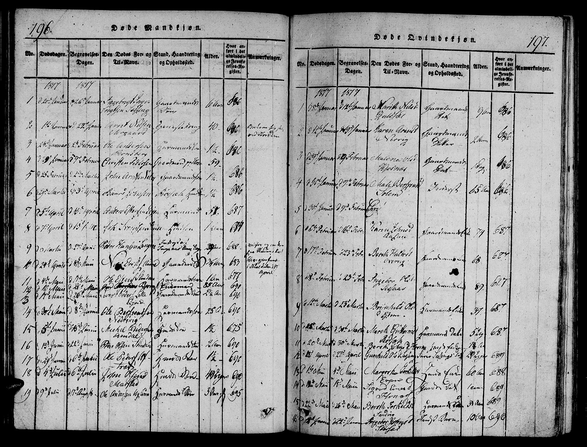 Ministerialprotokoller, klokkerbøker og fødselsregistre - Sør-Trøndelag, SAT/A-1456/695/L1141: Parish register (official) no. 695A04 /1, 1816-1824, p. 196-197