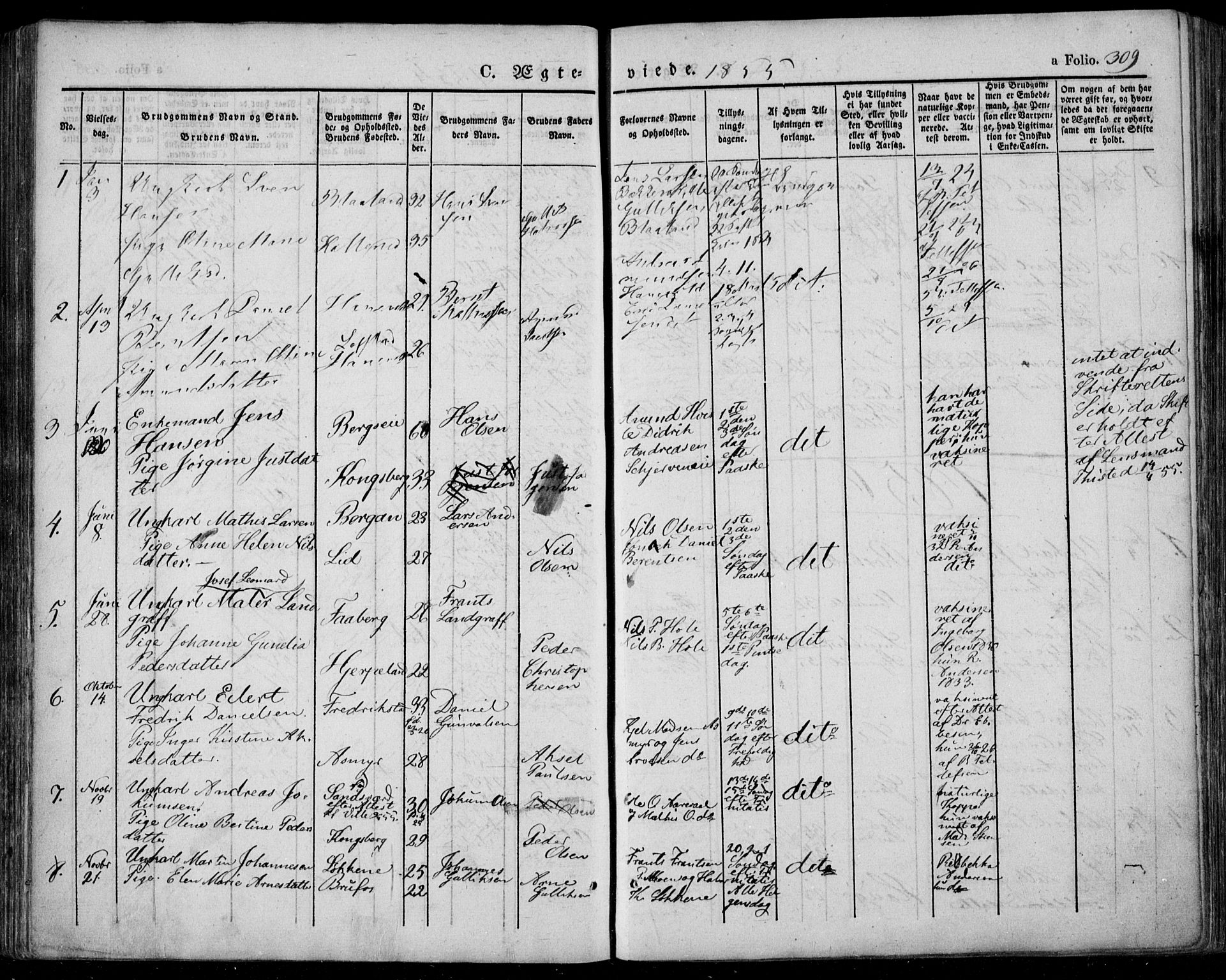 Lardal kirkebøker, SAKO/A-350/F/Fa/L0006: Parish register (official) no. I 6, 1835-1860, p. 309