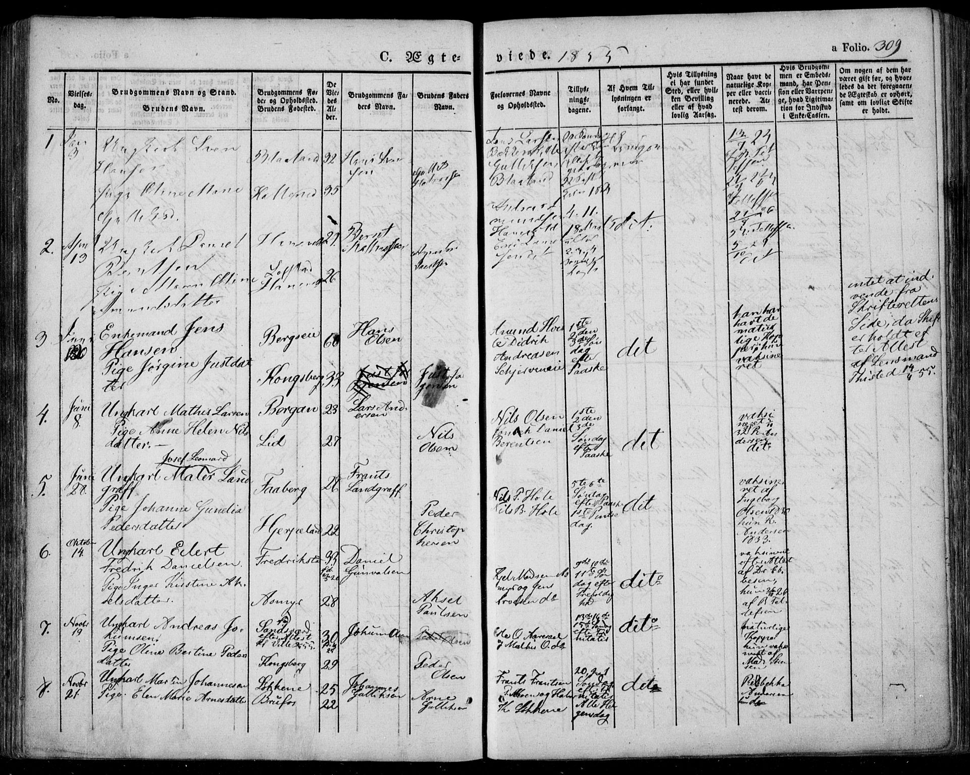 Lardal kirkebøker, AV/SAKO-A-350/F/Fa/L0006: Parish register (official) no. I 6, 1835-1860, p. 309