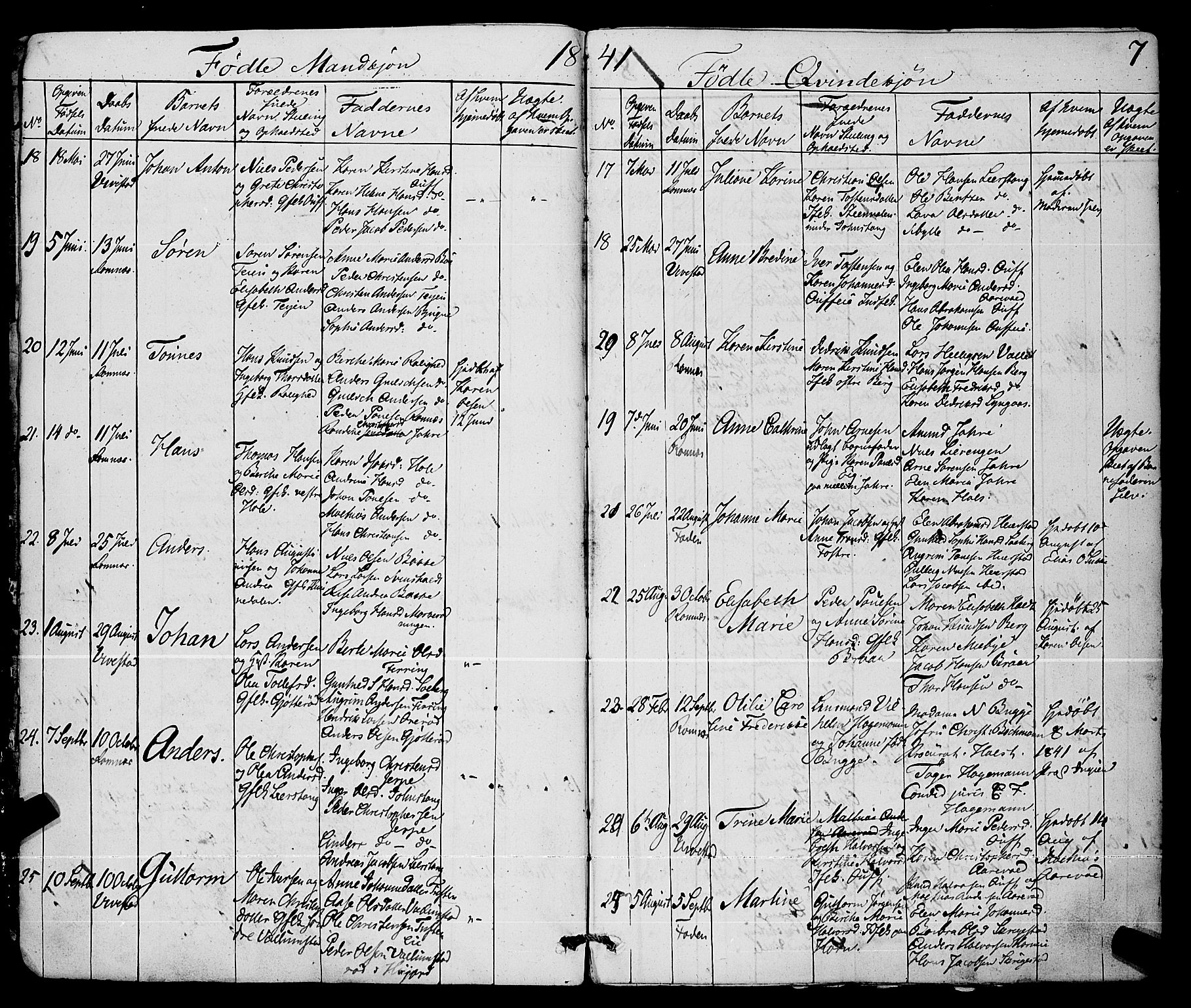 Ramnes kirkebøker, AV/SAKO-A-314/F/Fa/L0005: Parish register (official) no. I 5, 1841-1861, p. 6-7