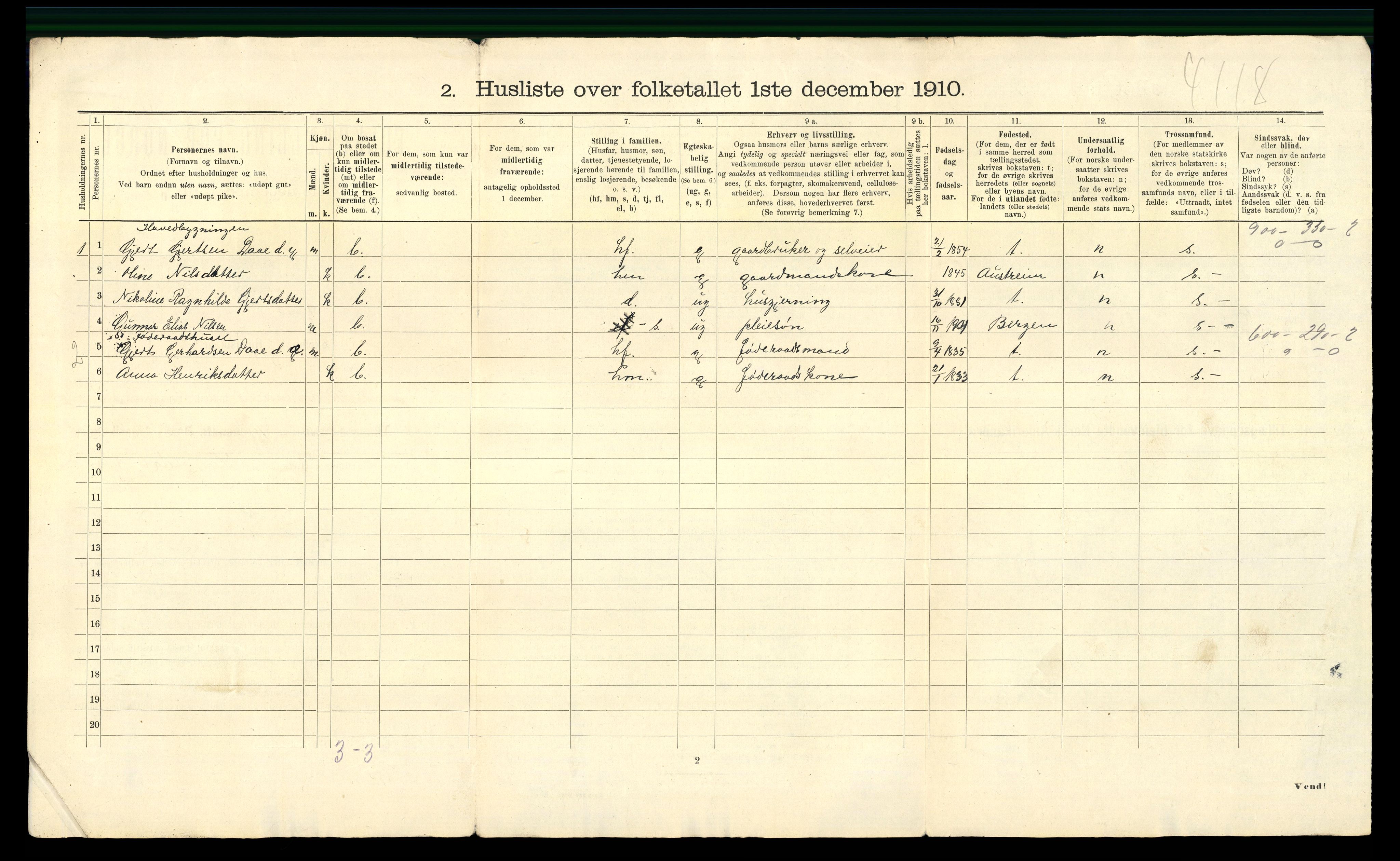 RA, 1910 census for Masfjorden, 1910, p. 45