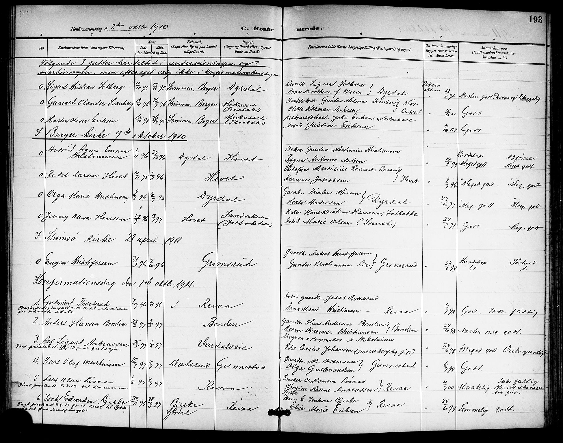 Sande Kirkebøker, SAKO/A-53/G/Ga/L0004: Parish register (copy) no. 4, 1895-1918, p. 193