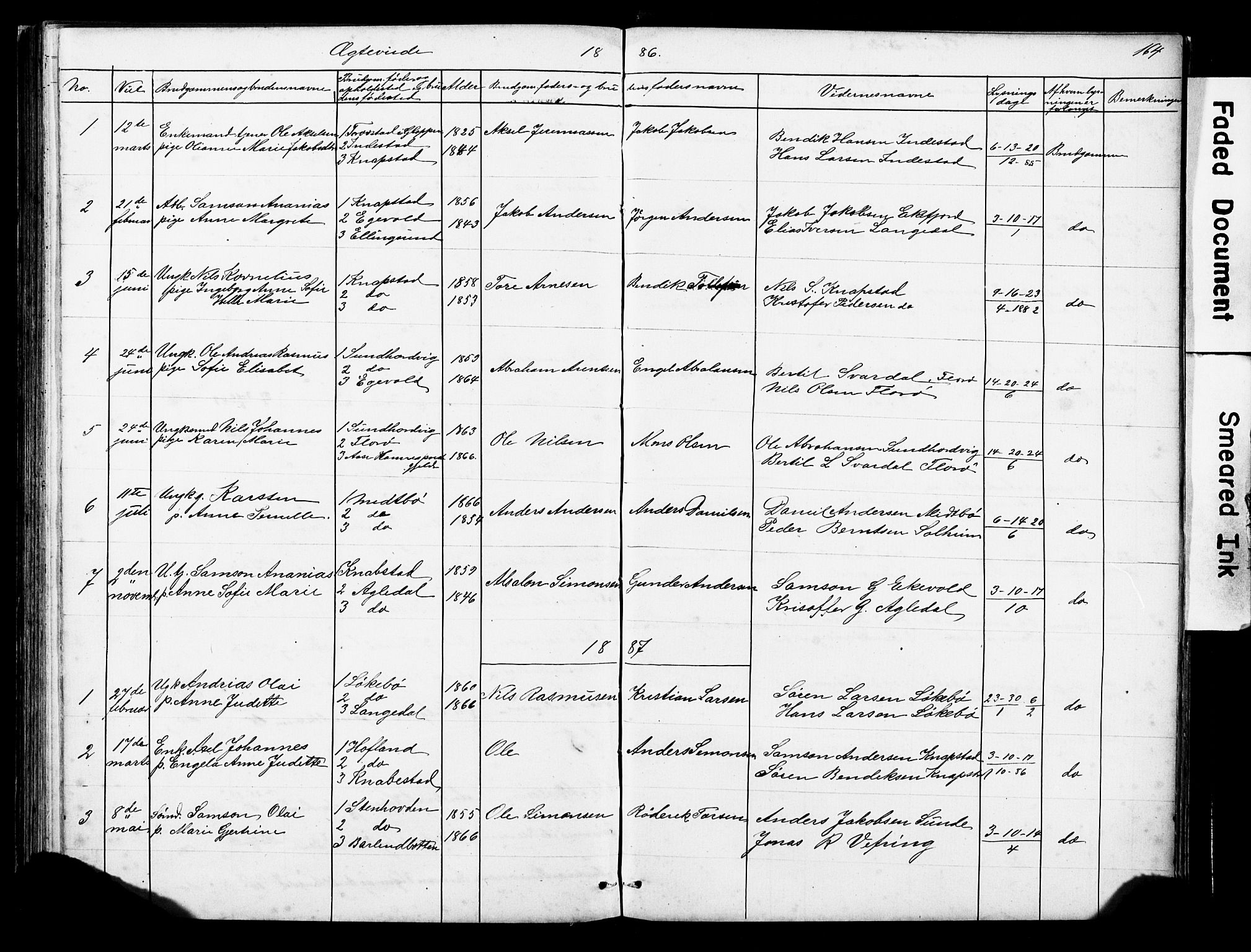 Kinn sokneprestembete, AV/SAB-A-80801/H/Hab/Habe/L0001: Parish register (copy) no. E 1, 1864-1899, p. 164