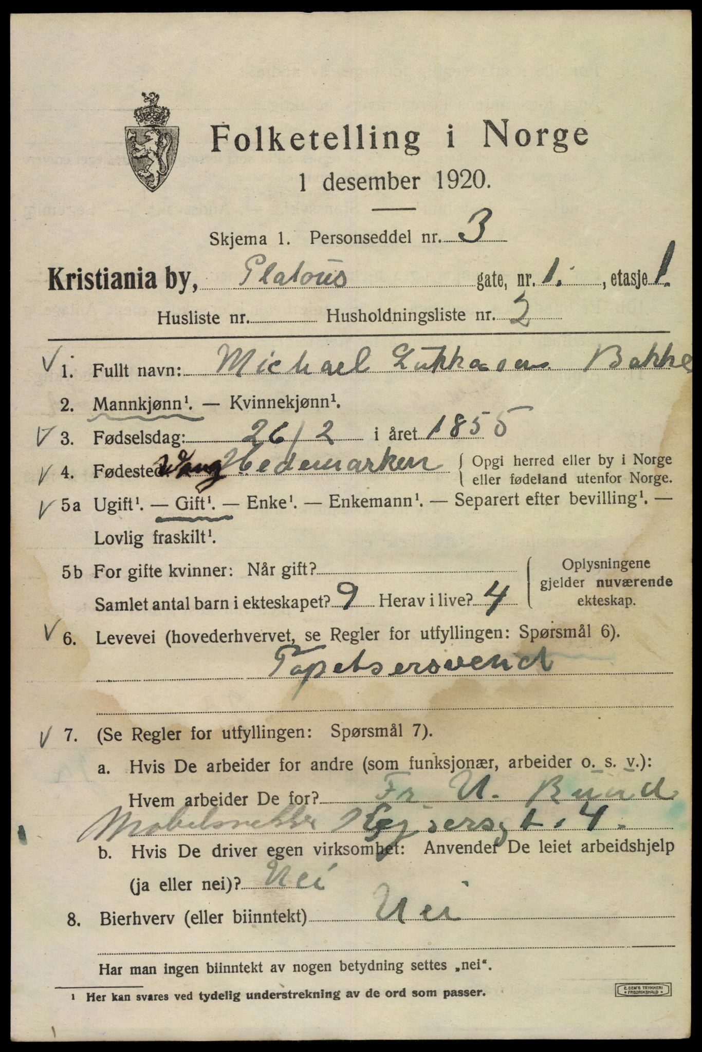 SAO, 1920 census for Kristiania, 1920, p. 453215