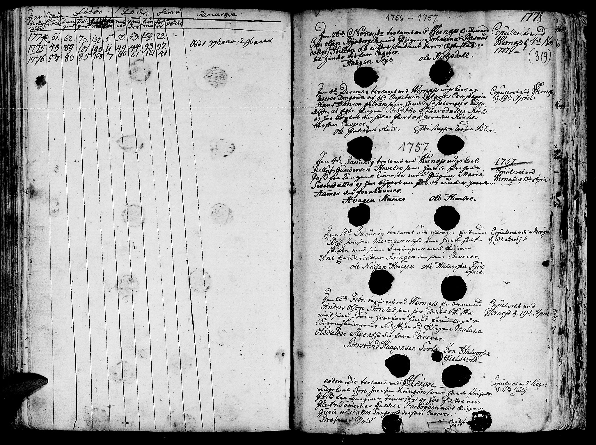 Ministerialprotokoller, klokkerbøker og fødselsregistre - Nord-Trøndelag, SAT/A-1458/709/L0057: Parish register (official) no. 709A05, 1755-1780, p. 319