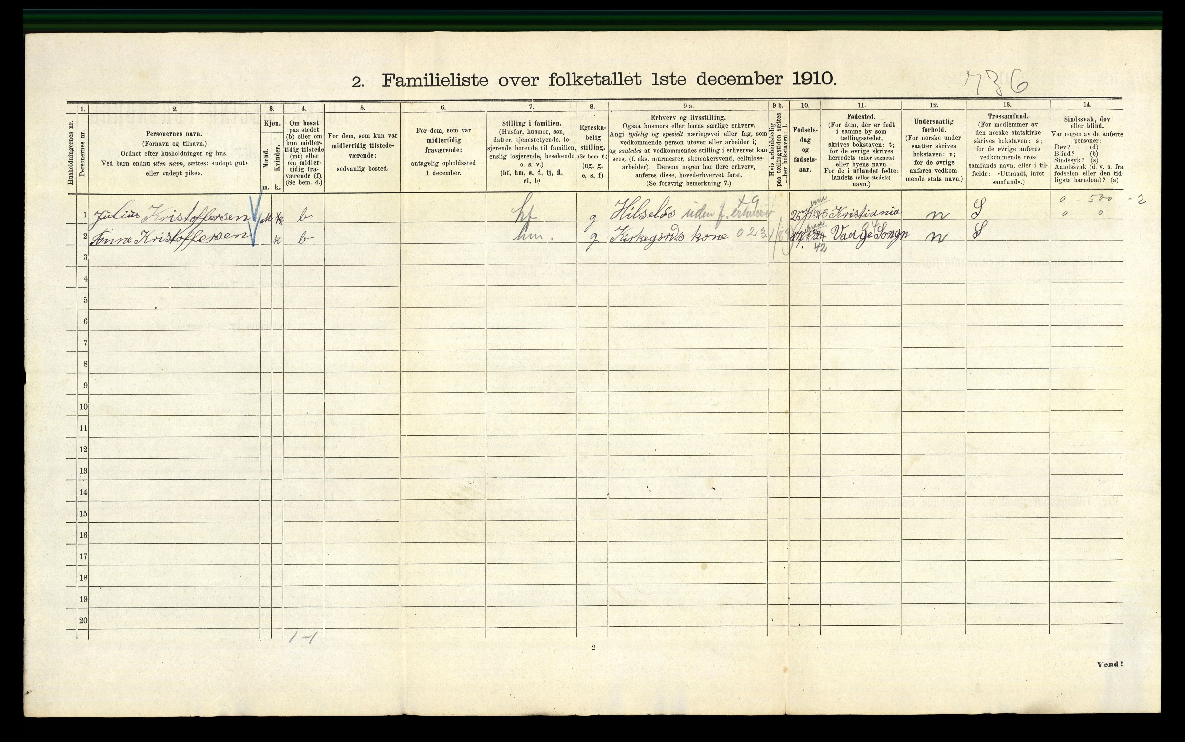 RA, 1910 census for Kristiania, 1910, p. 103568