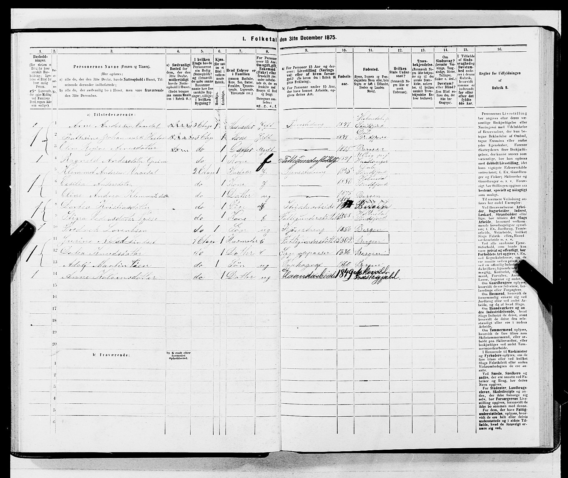 SAB, 1875 census for 1301 Bergen, 1875, p. 3952