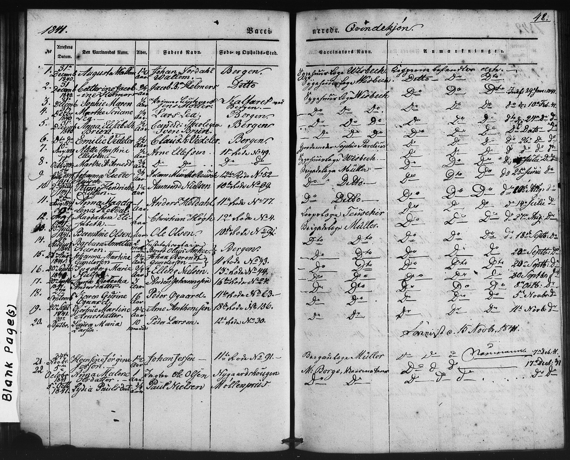 Domkirken sokneprestembete, SAB/A-74801/H/Haa/L0046: Parish register (official) no. F 1, 1841-1852, p. 48