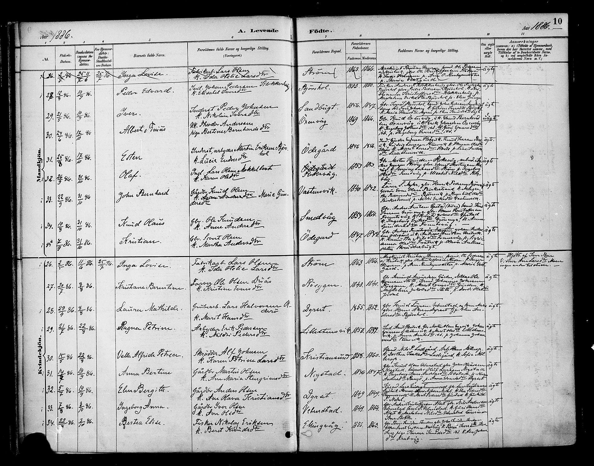 Ministerialprotokoller, klokkerbøker og fødselsregistre - Møre og Romsdal, AV/SAT-A-1454/569/L0819: Parish register (official) no. 569A05, 1885-1899, p. 10