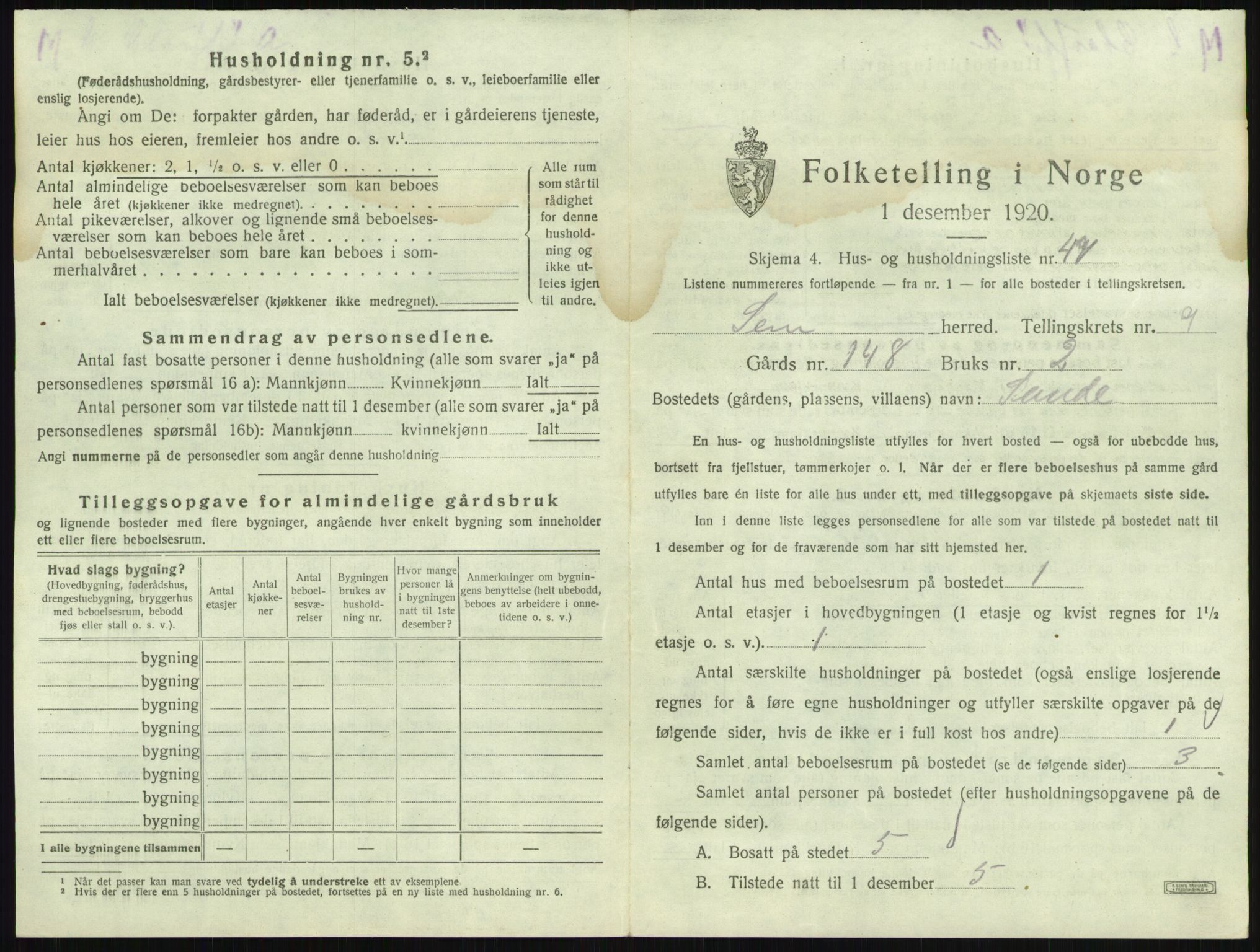 SAKO, 1920 census for Sem, 1920, p. 2048