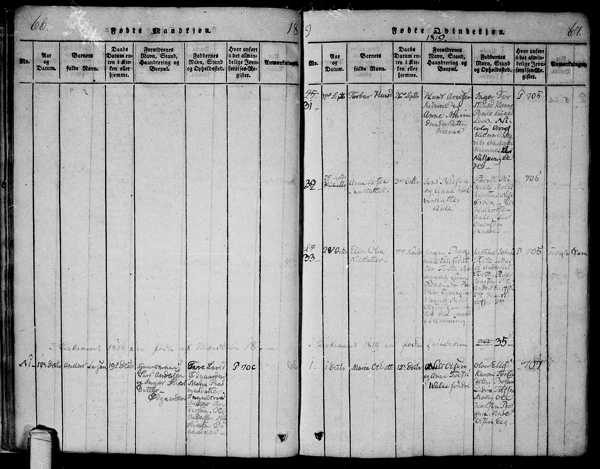 Onsøy prestekontor Kirkebøker, SAO/A-10914/F/Fa/L0002: Parish register (official) no. I 2, 1814-1840, p. 66-67