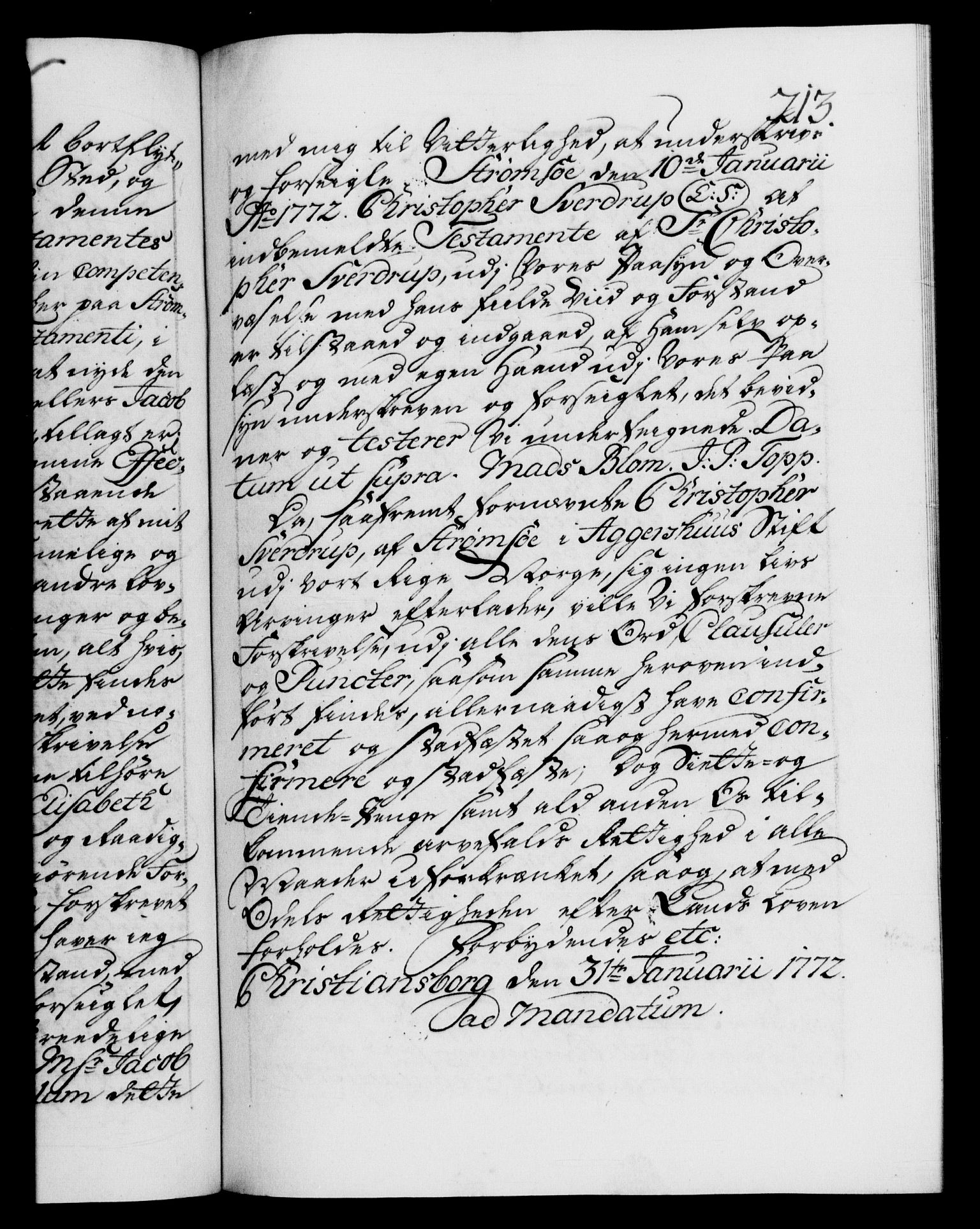 Danske Kanselli 1572-1799, AV/RA-EA-3023/F/Fc/Fca/Fcaa/L0045: Norske registre "Norske eller 3. dept.s åpne brev, 1771-1773, p. 213a