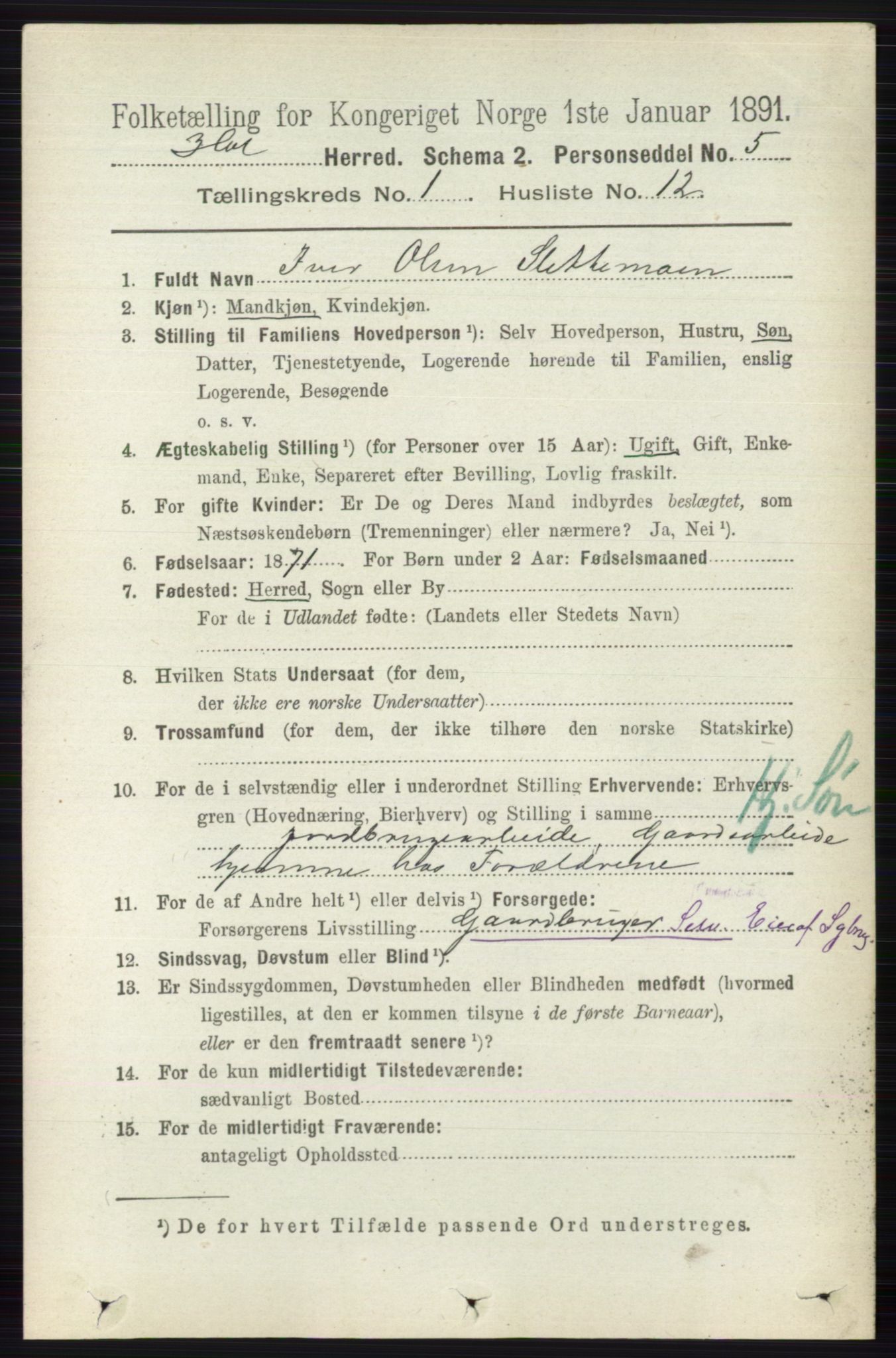 RA, 1891 census for 0620 Hol, 1891, p. 128