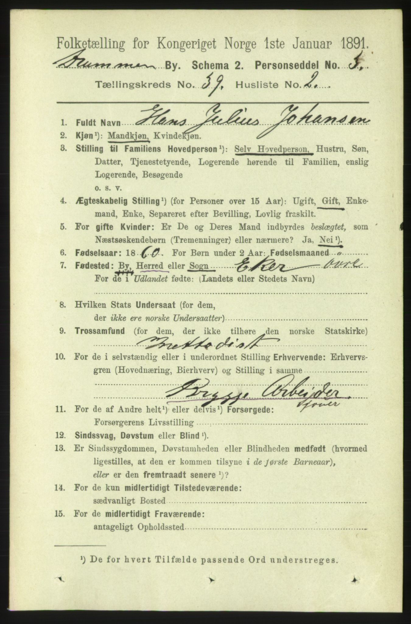 RA, 1891 census for 0602 Drammen, 1891, p. 23307