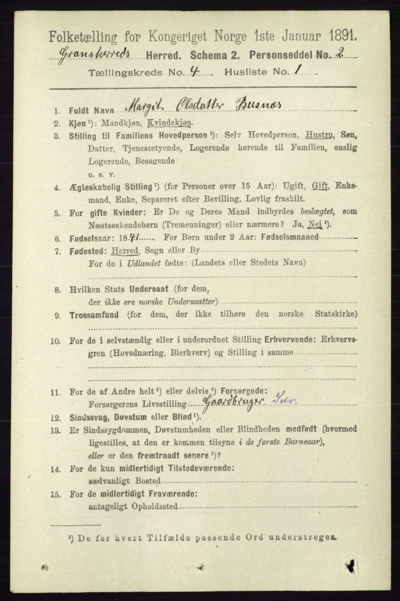 RA, 1891 census for 0824 Gransherad, 1891, p. 683