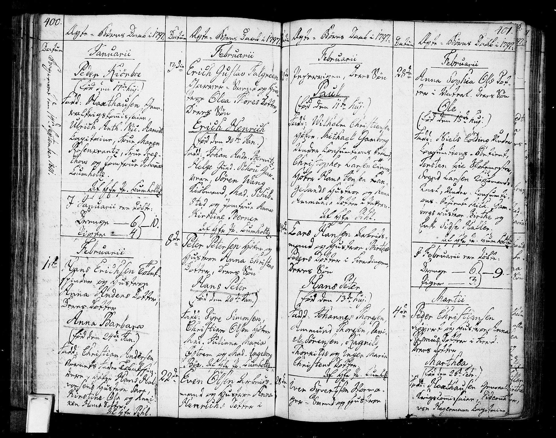 Oslo domkirke Kirkebøker, SAO/A-10752/F/Fa/L0005: Parish register (official) no. 5, 1787-1806, p. 400-401
